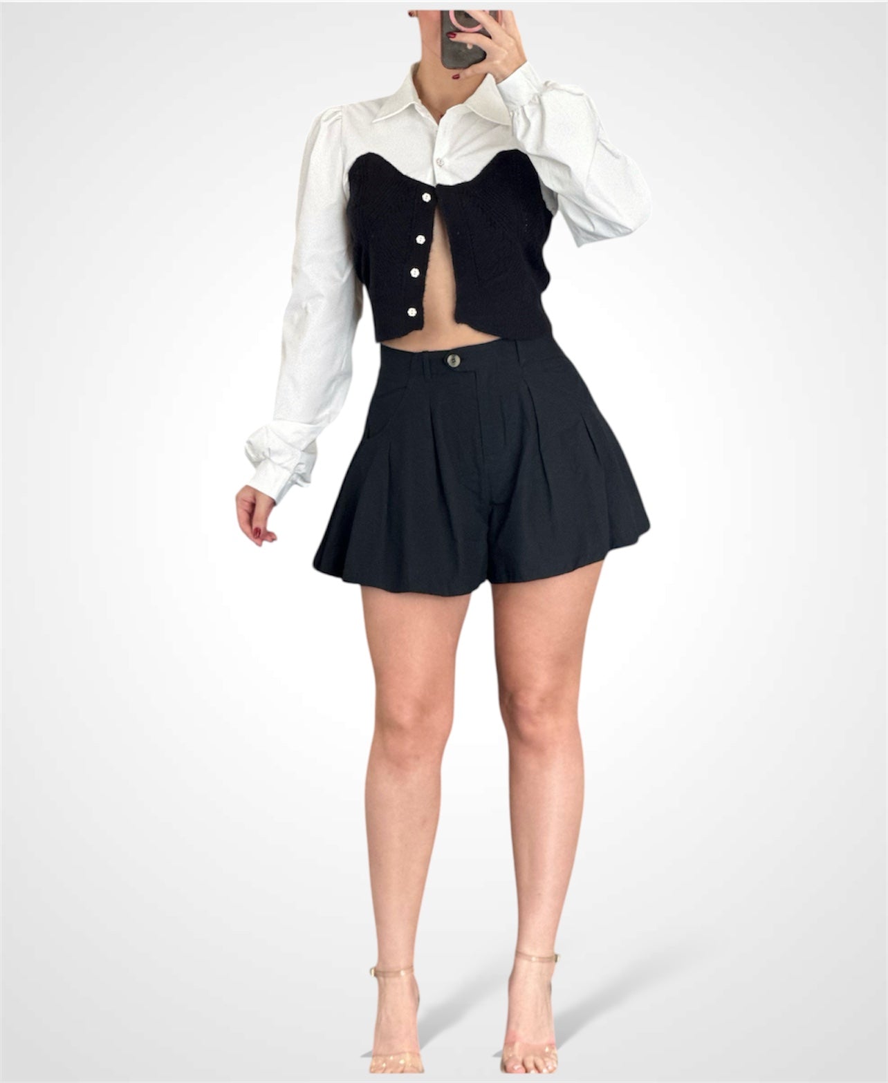 BLACK FLARE SHORTS