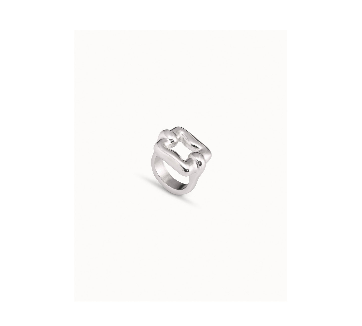 UNO D 50-Sterling silver-plated square link ring
