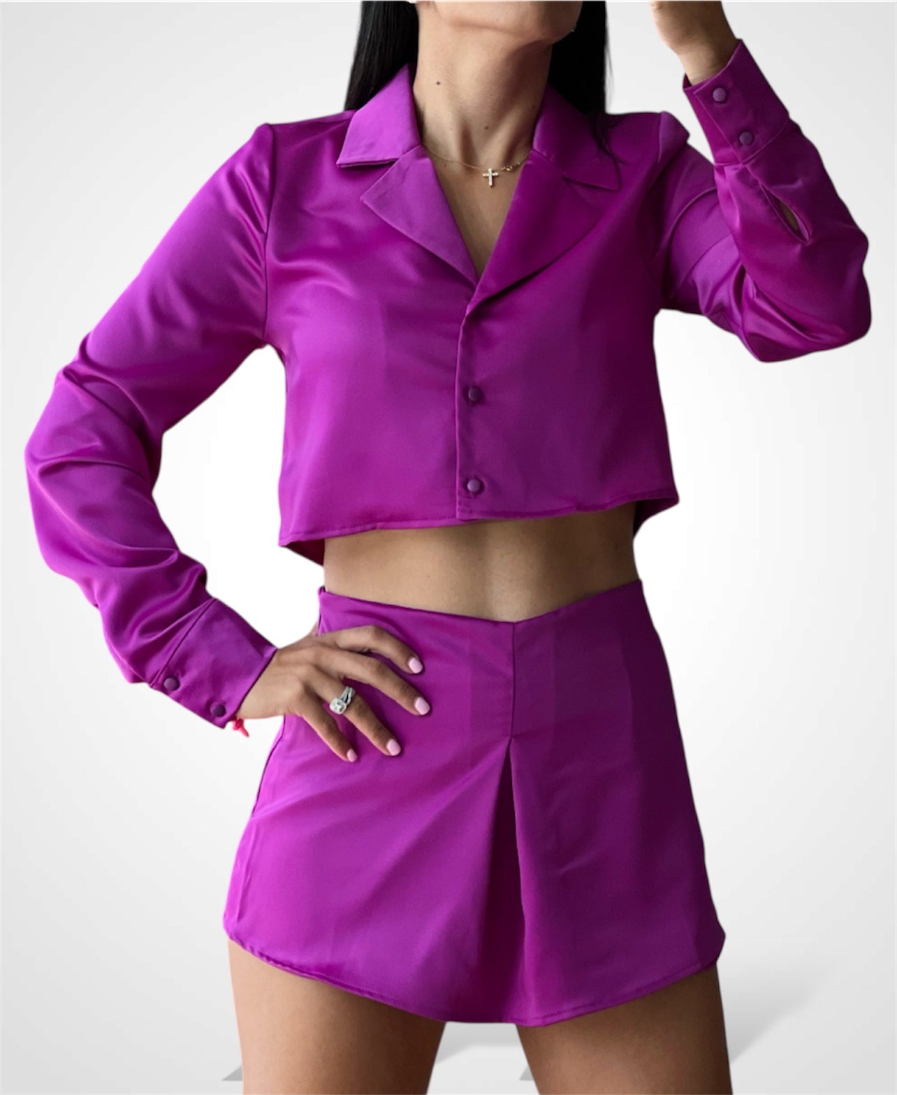 Magenta Cropped Blazer