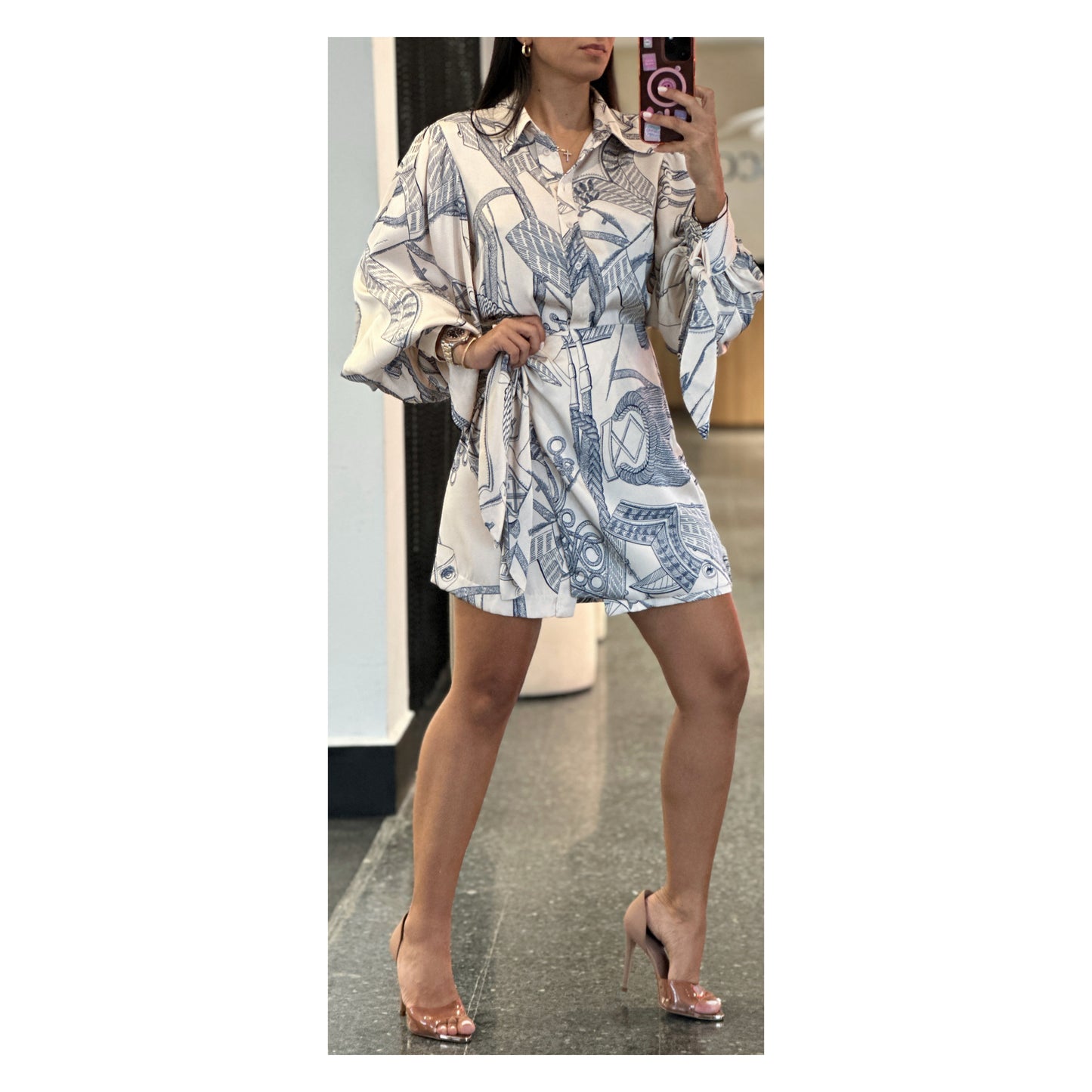 SJQ CHAIN TIE WRAP SHIRT DRESS