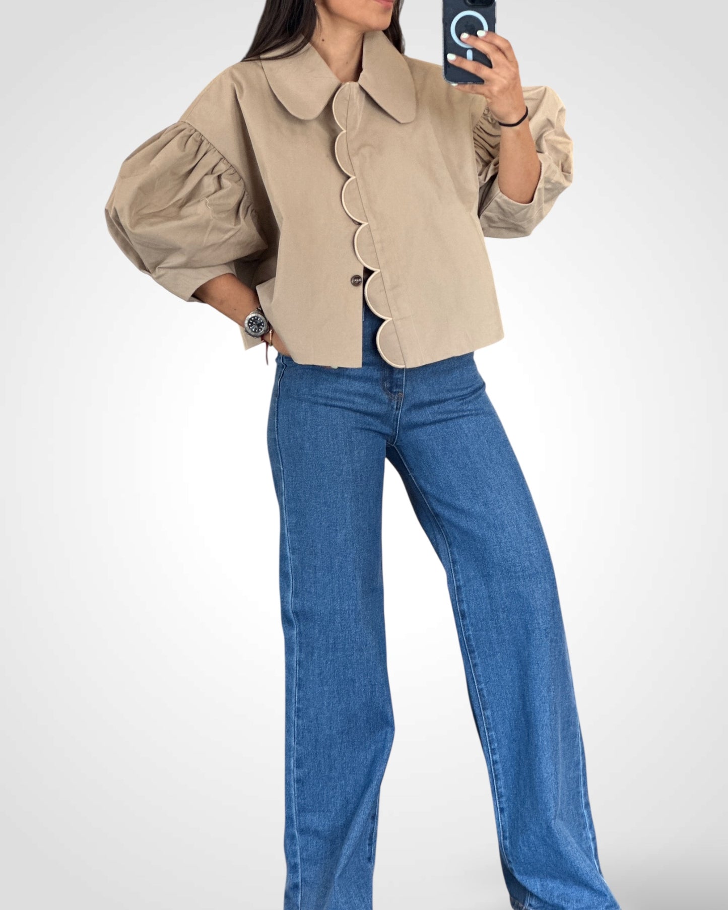 PUFFED SLEEVE PETER PAN COLLAR JACKET