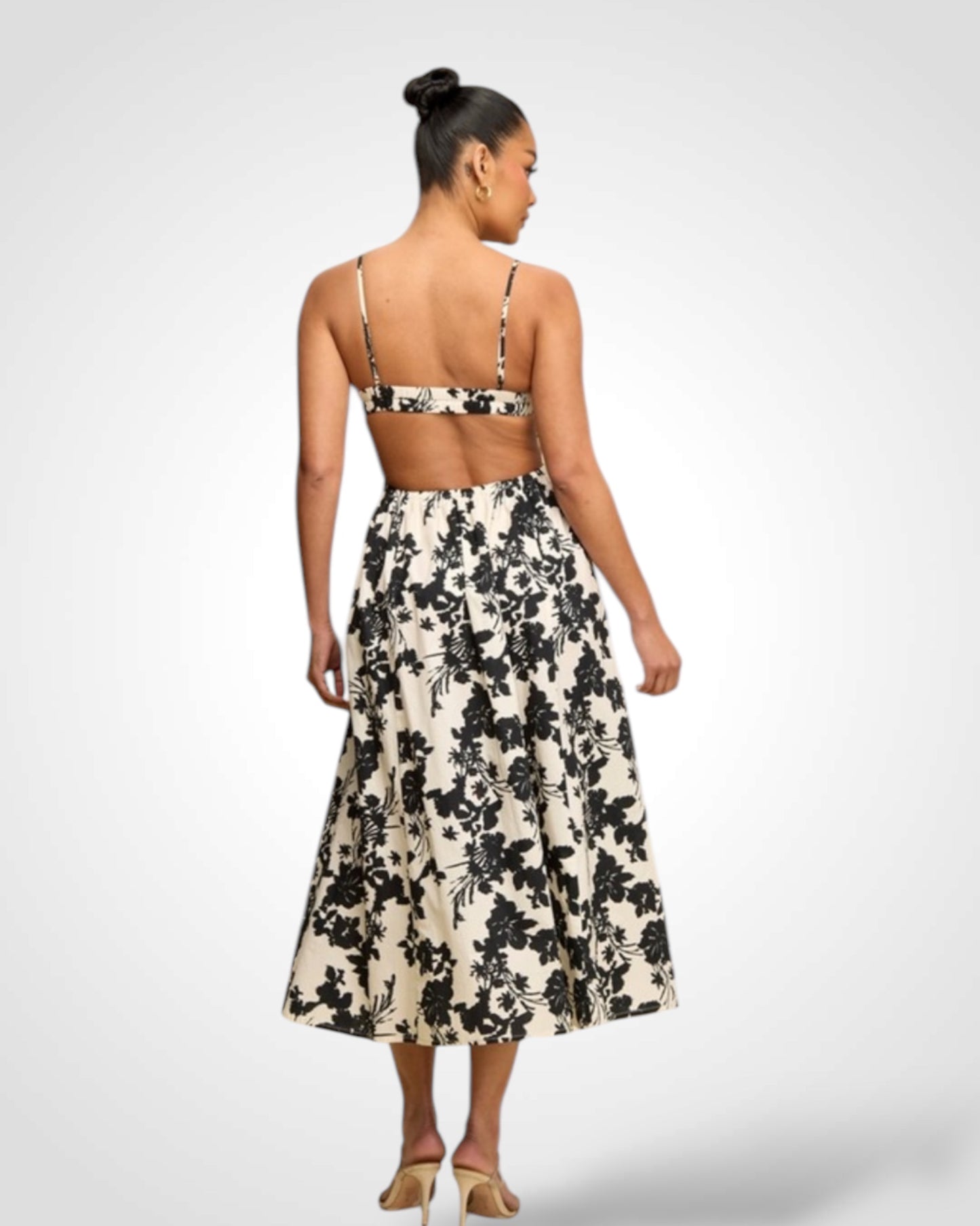 BLACK FLORALS MIDI DRESS