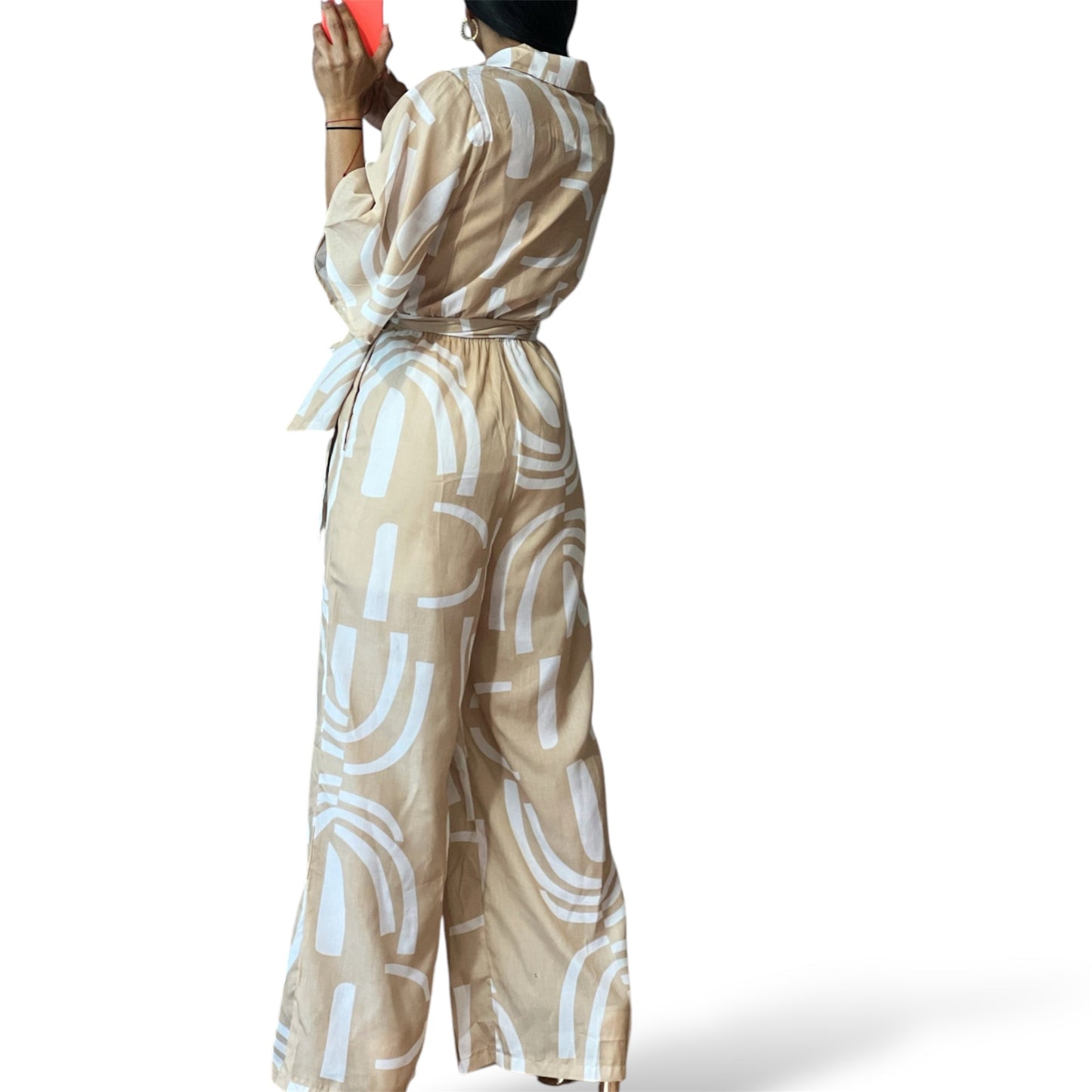 Beige Abstract Jumpsuit