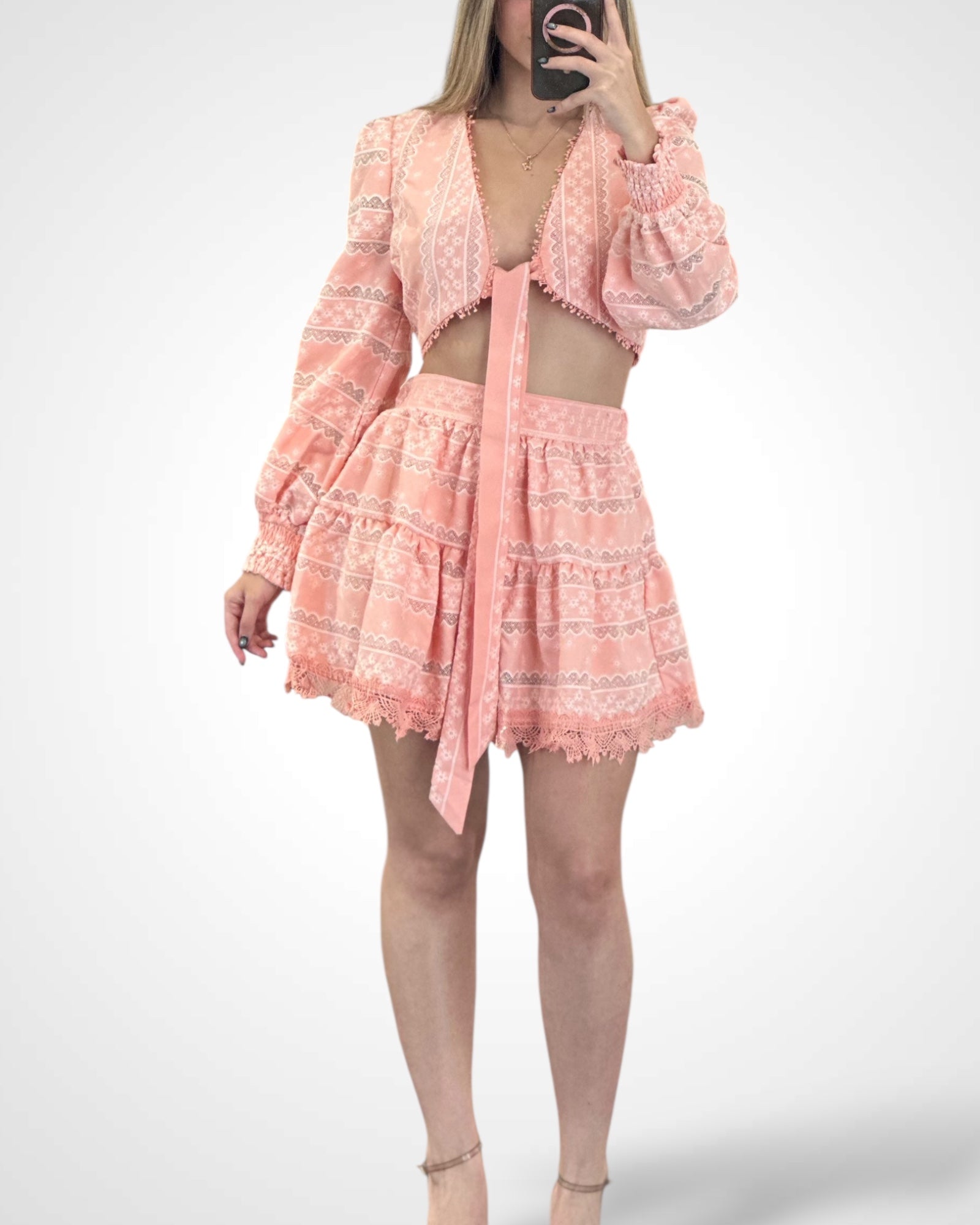 LACE COTTON MINI SKIRT