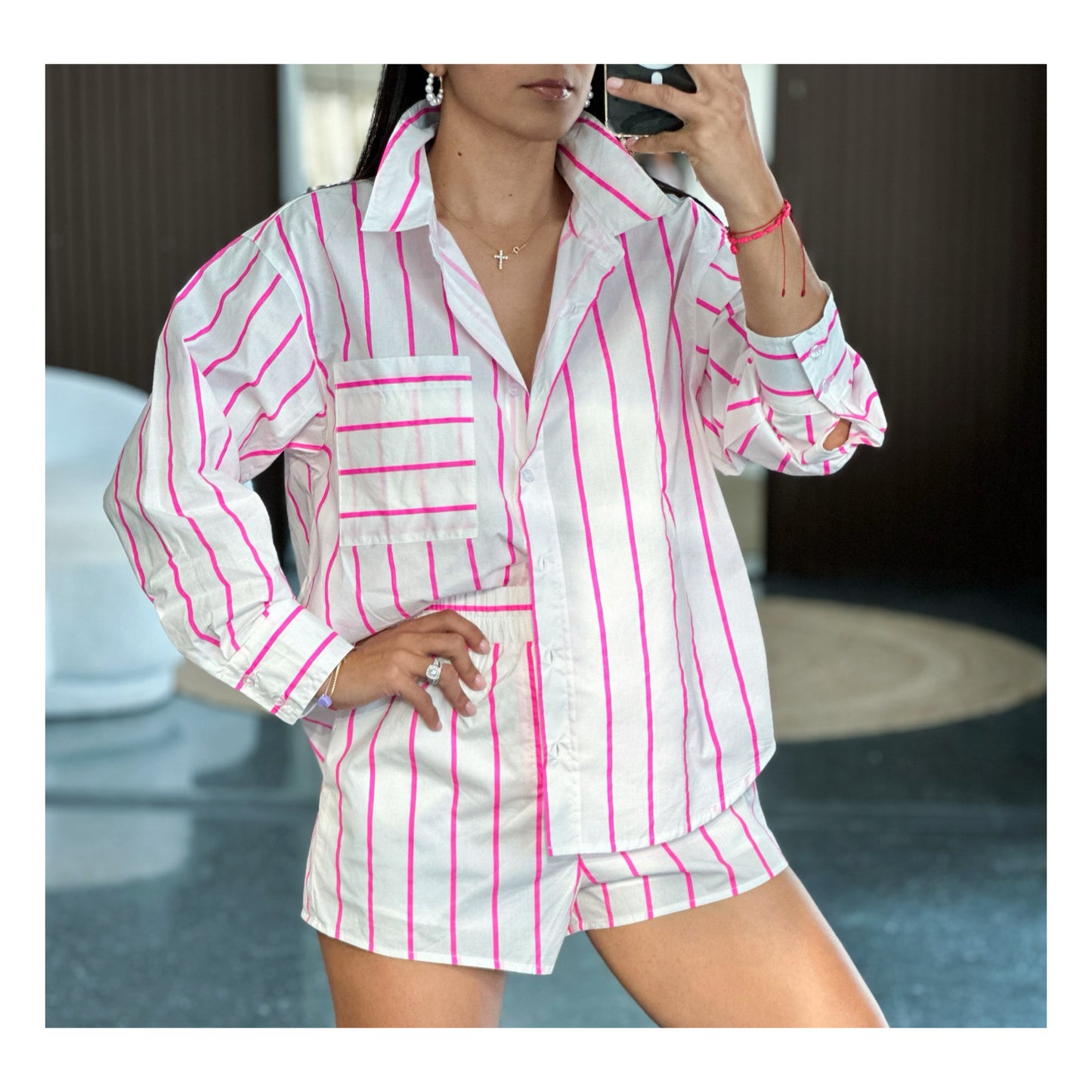Striped Poplin Short