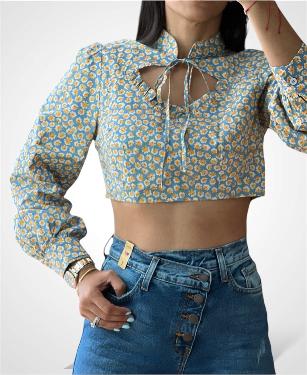 Blue & Yellow Crop Top