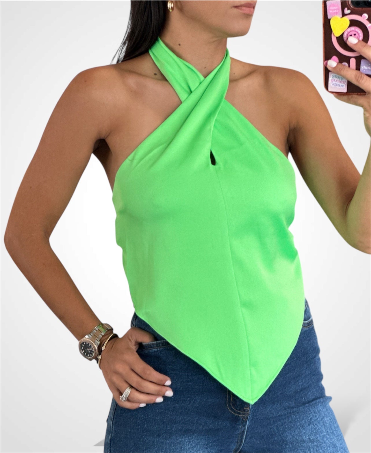 CROSS NECK BACK TIE TOP