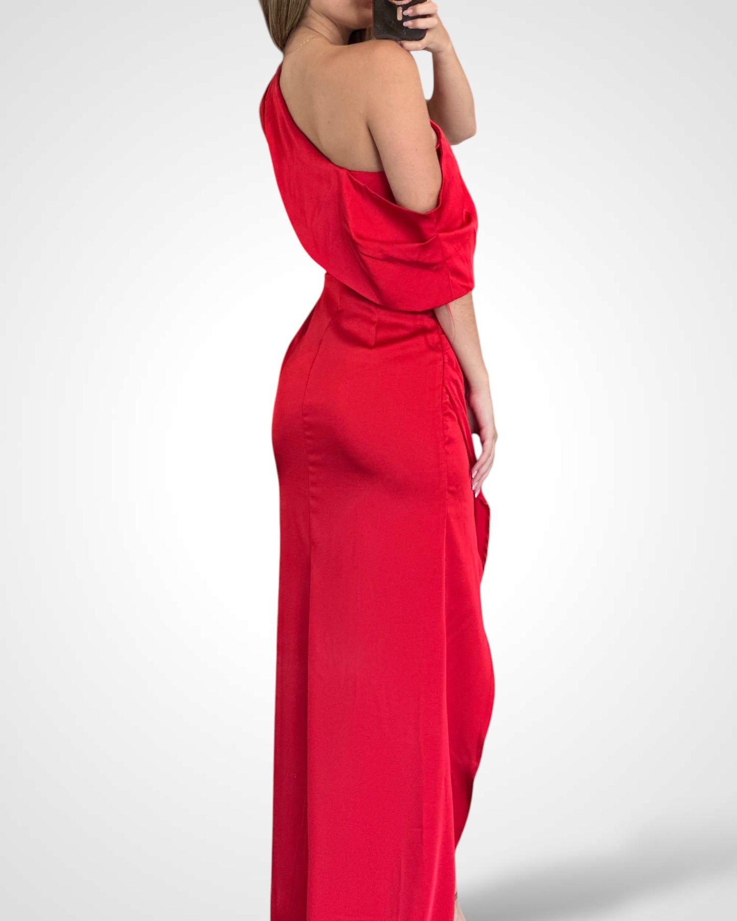 SATIN OFF S MAXI GOWN
