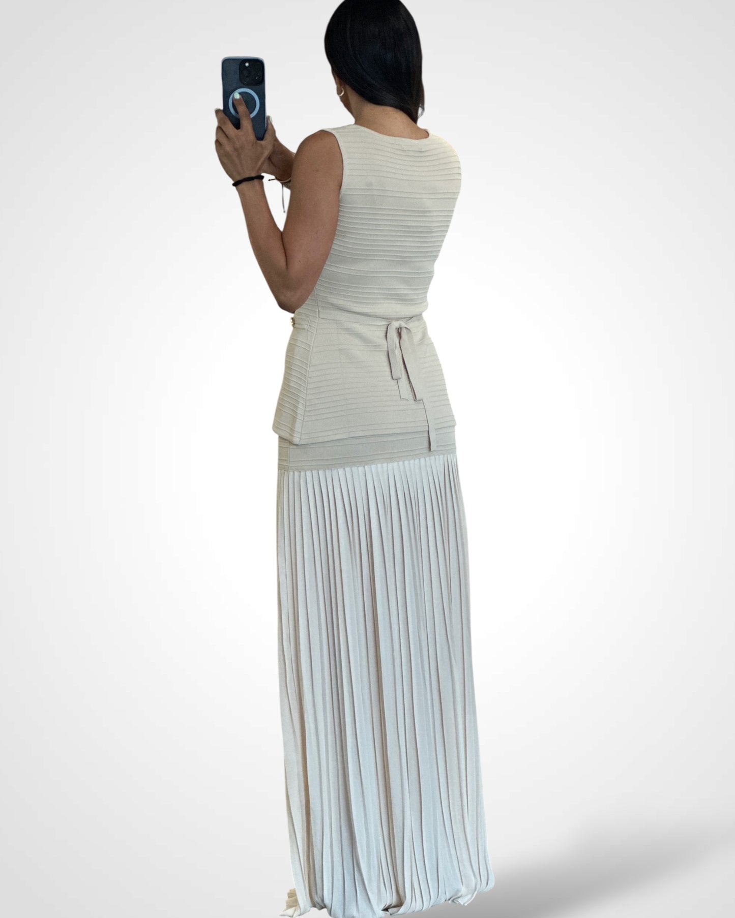NATURAL BLACK RIBBED SKIRT SET
