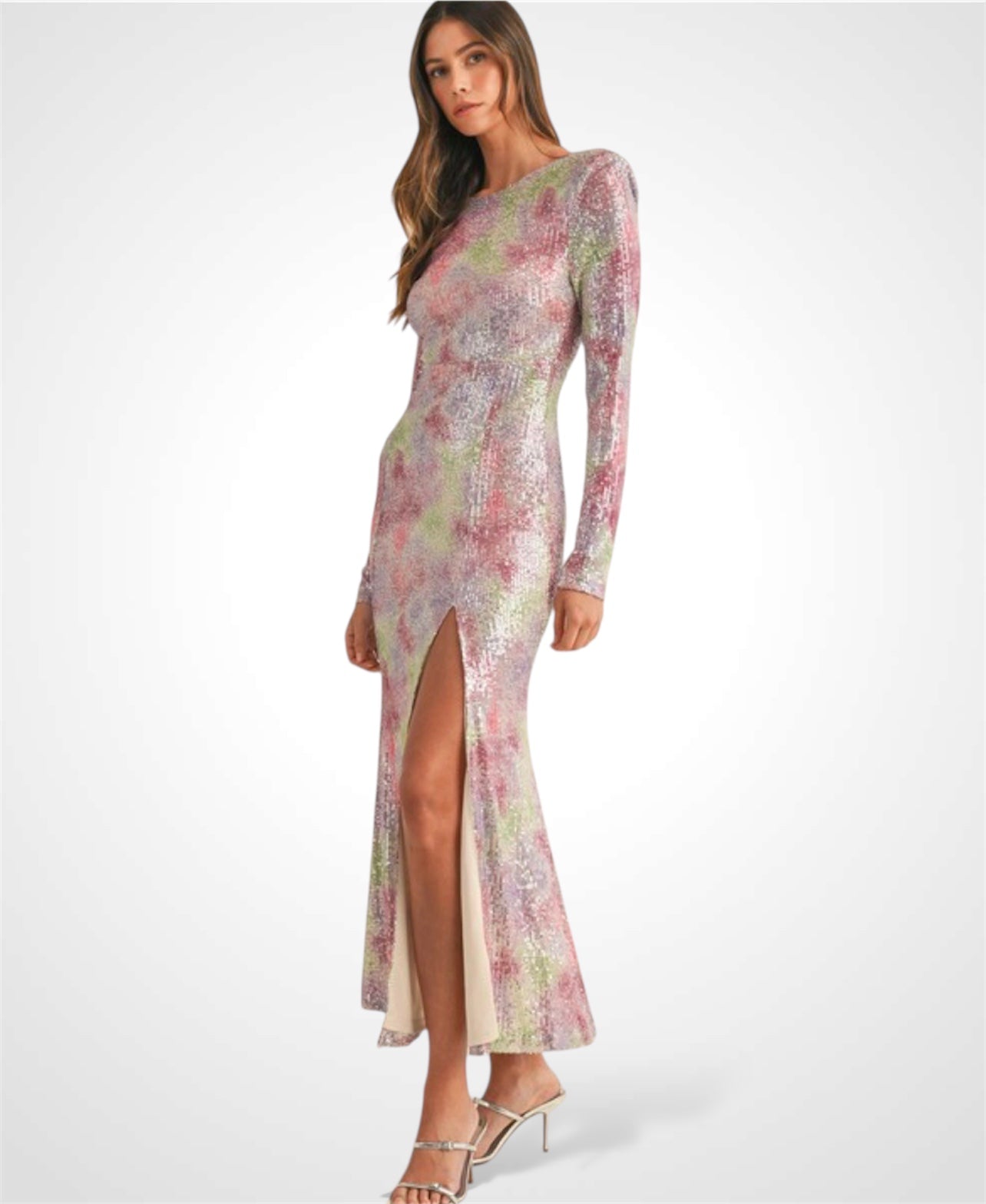 LONG SLEEVE SEQUIN MAXI DRESS Asterisco Boutique LONG SLEEVE SEQUIN MAXI DRESS Asterisco Boutique
