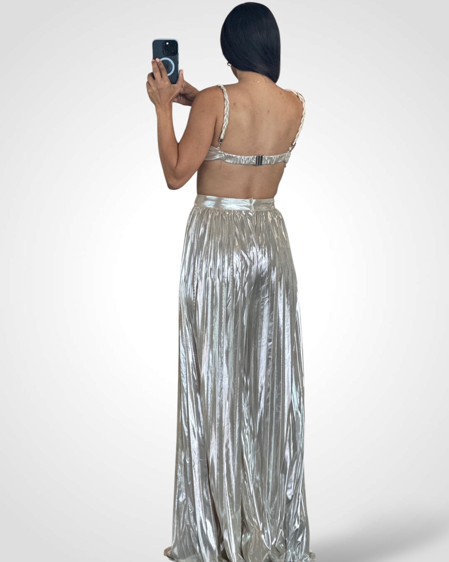 SILVER METALLIC TWO PIECE SET