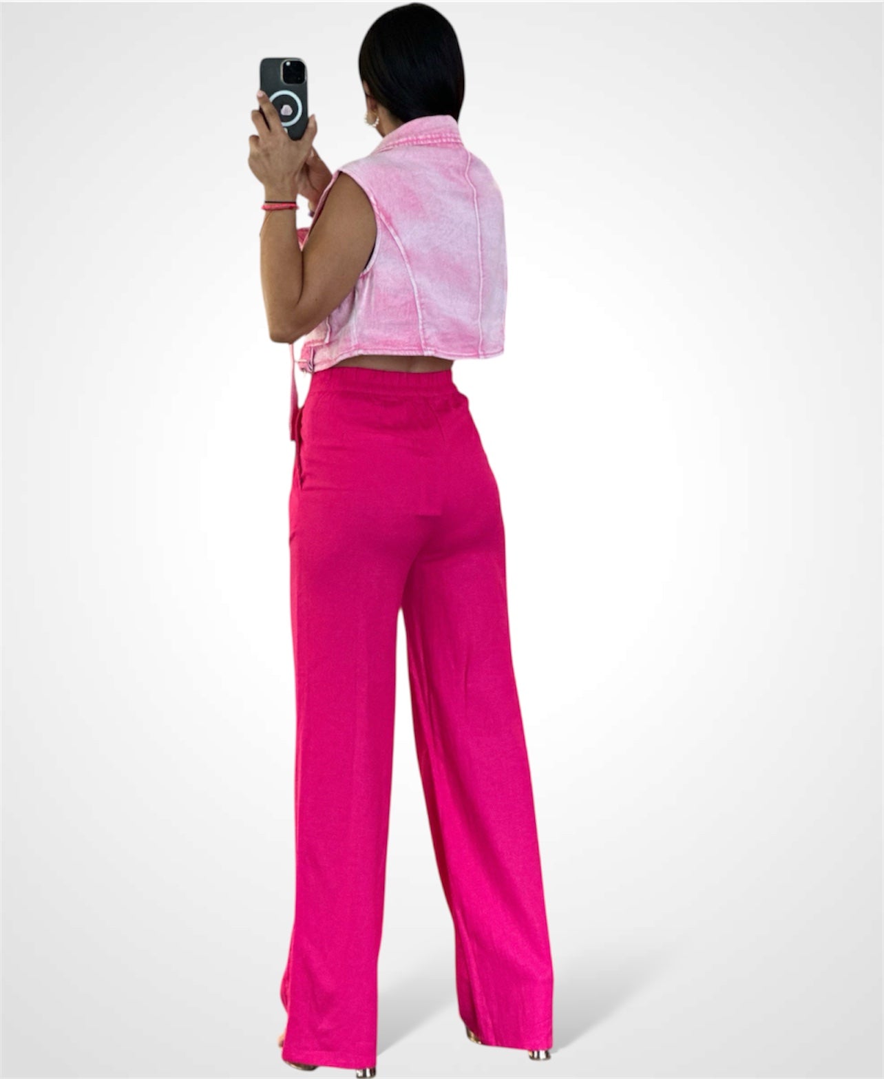 PINK DENIM VEST TOP