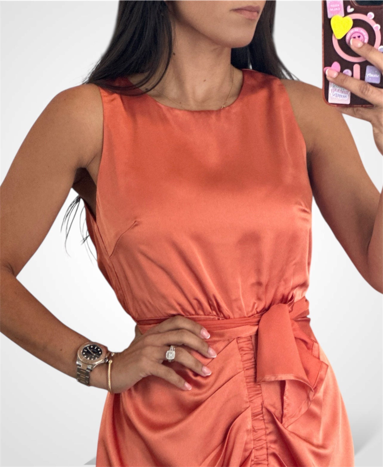 TIGGER LILY FRONT SHIRRING DETAIL MIDI DRESS