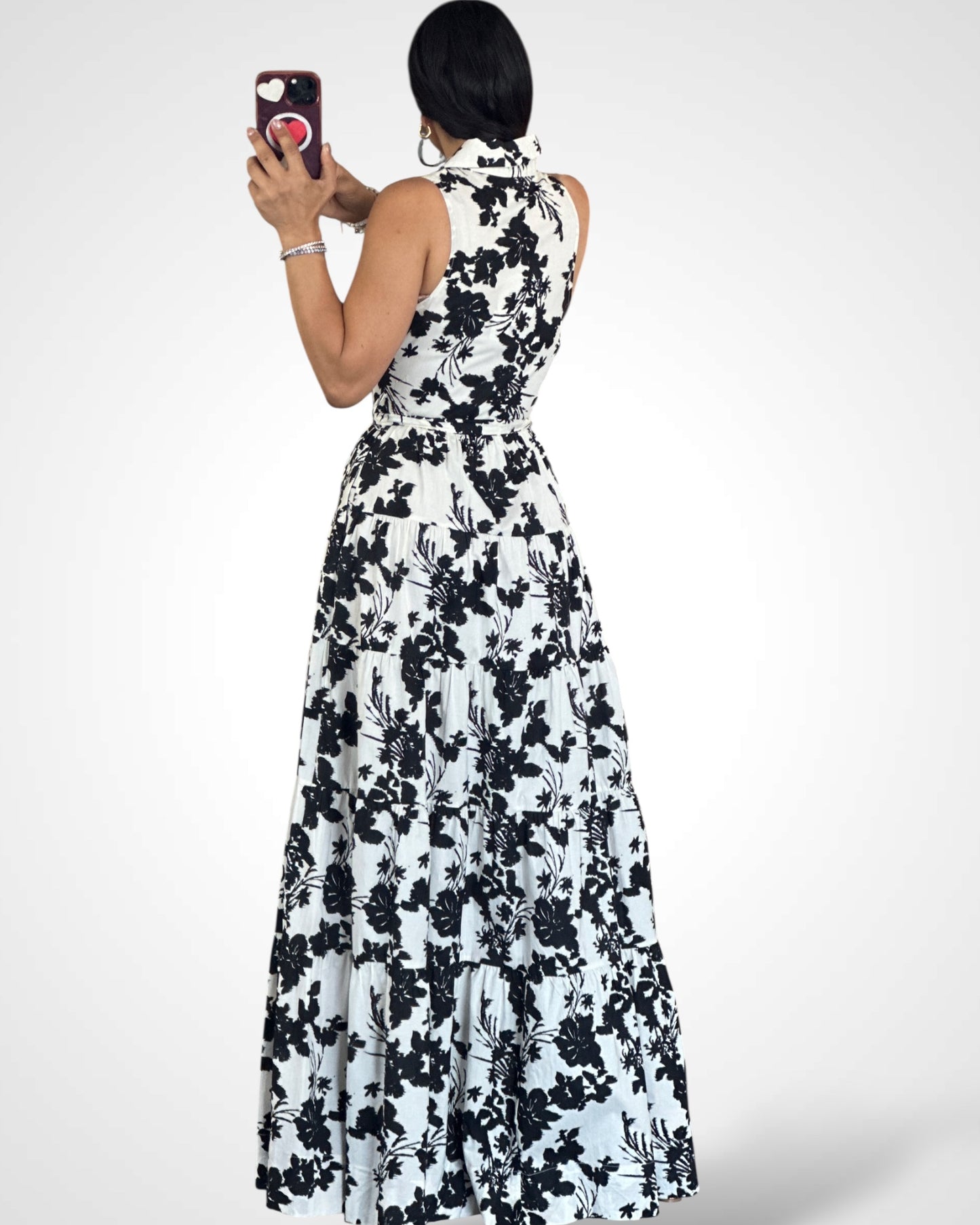 SJQ-Black white Maxi Dress