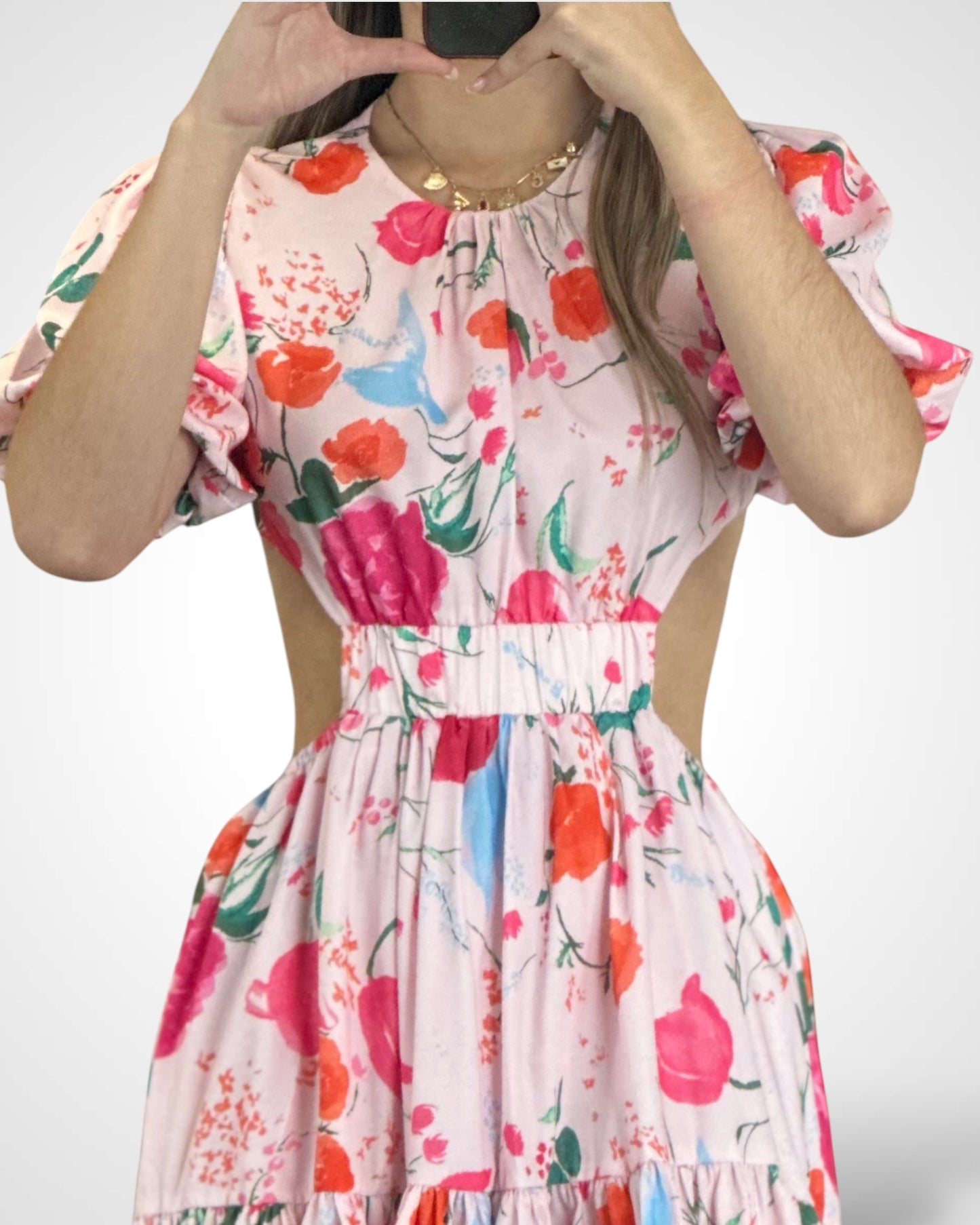 Floral Print Cutout Midi Dress