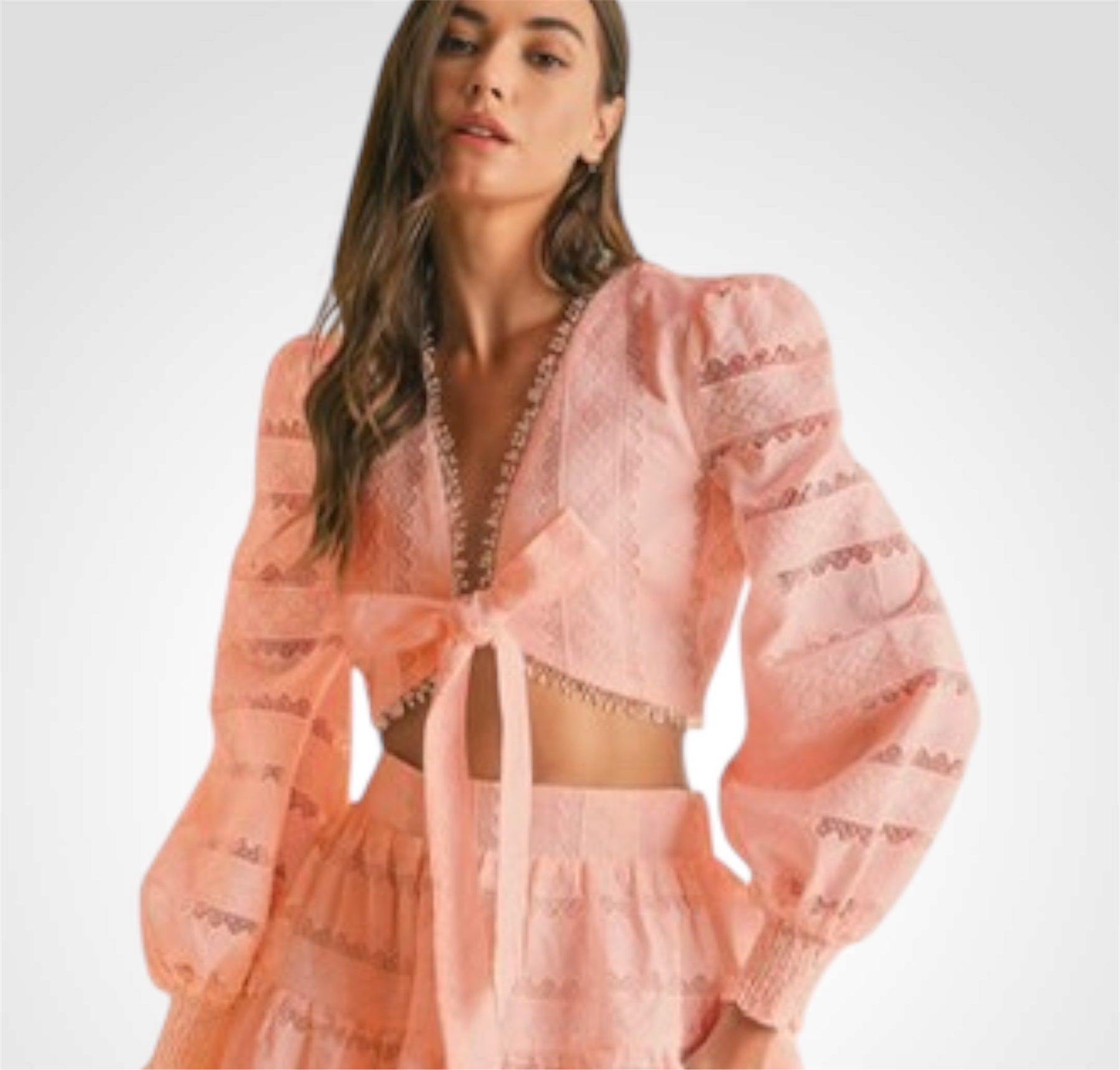 LACE COTTON CROP BLOUSE TOP