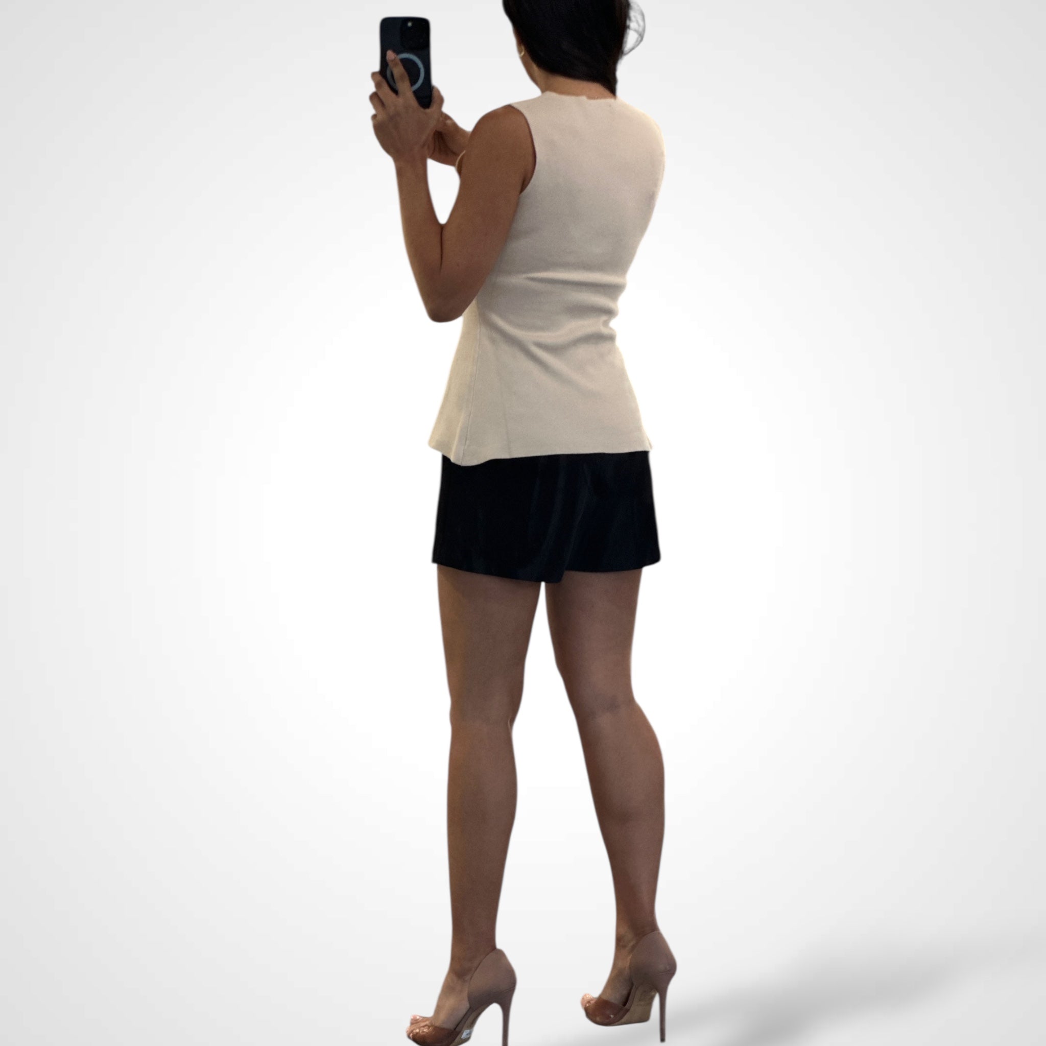 V-neck Big Button Slit Knit Sweater Vest Top