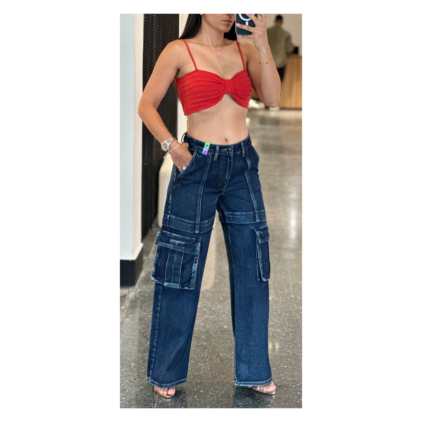 Dark Stone Cargo Pocket Jeans
