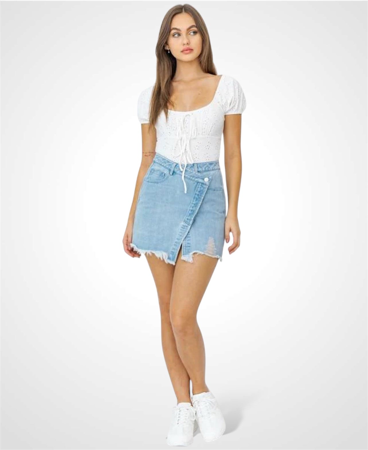 Denim Lace-Up Skirt