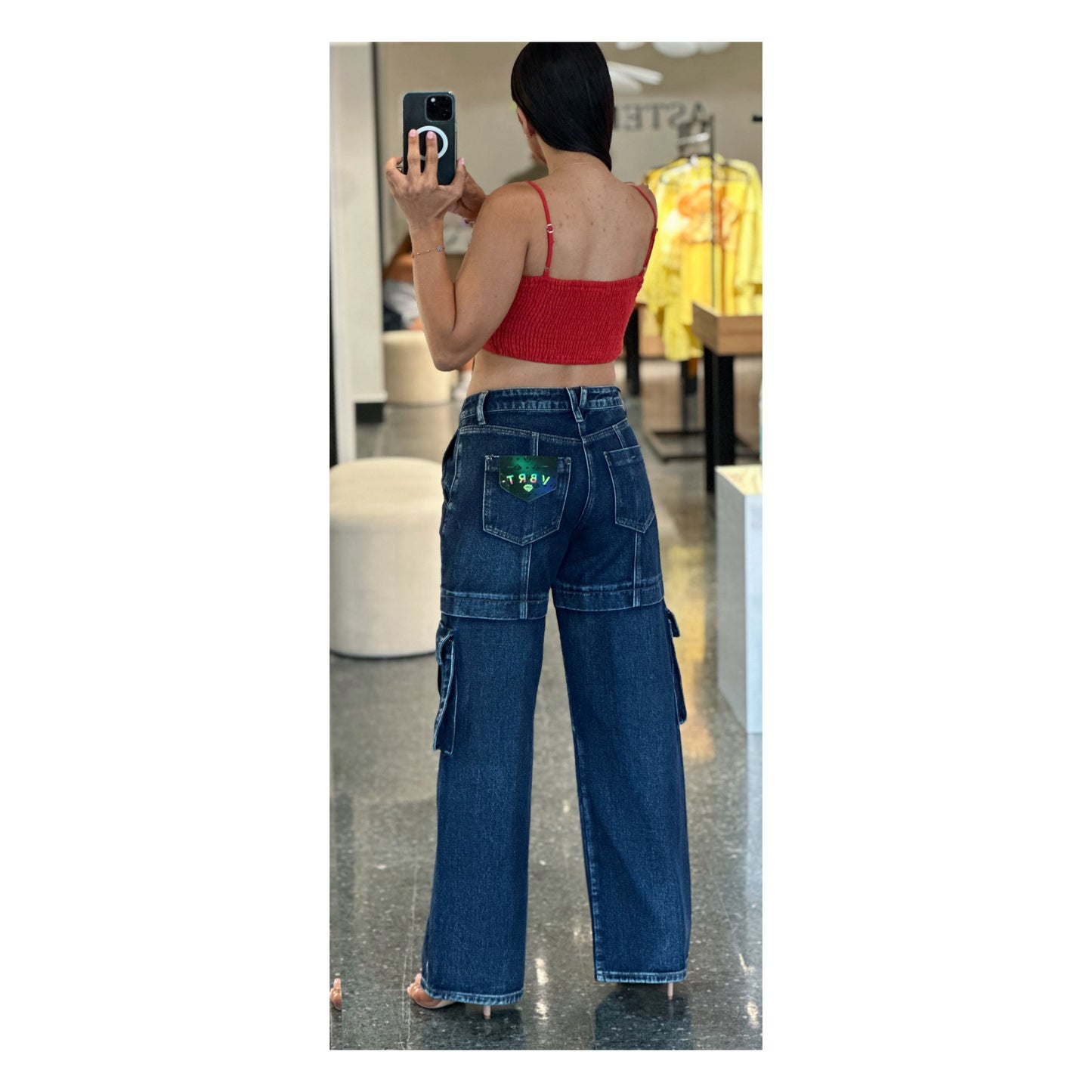 Dark Stone Cargo Pocket Jeans