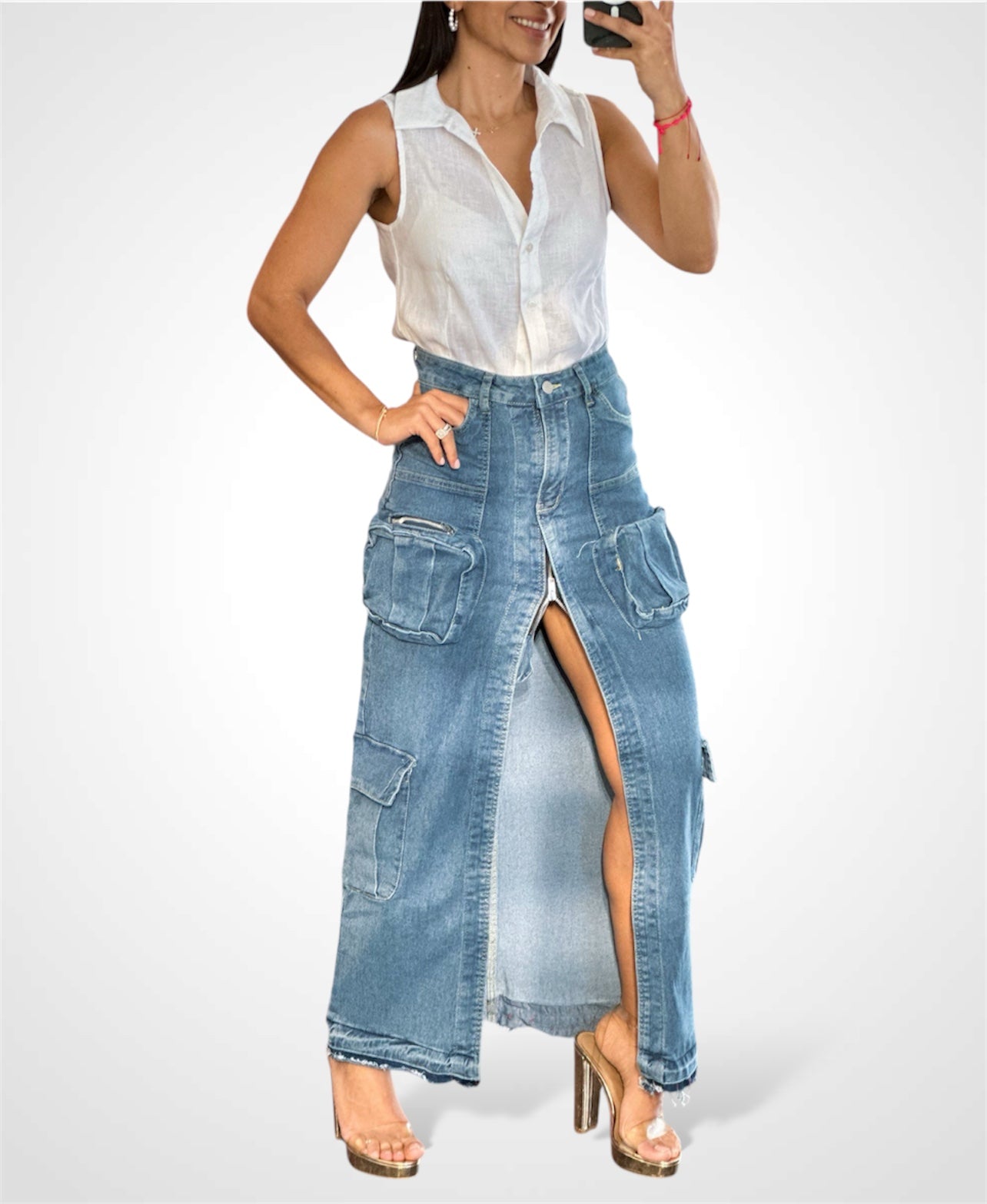 White Linen Neck Top