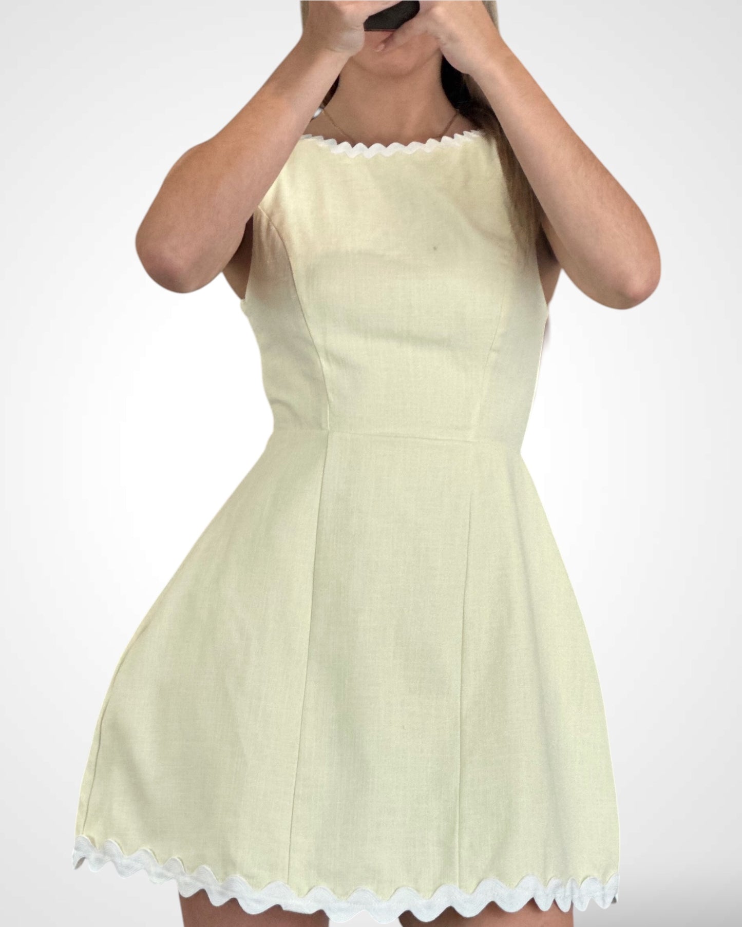 Sleeveless Zig Zag Trim Mini Dress