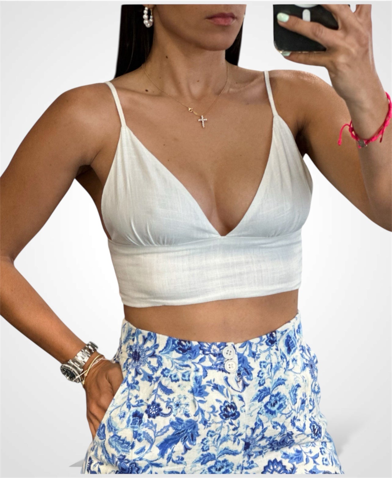 OFF WHITE LINEN BRA TOP