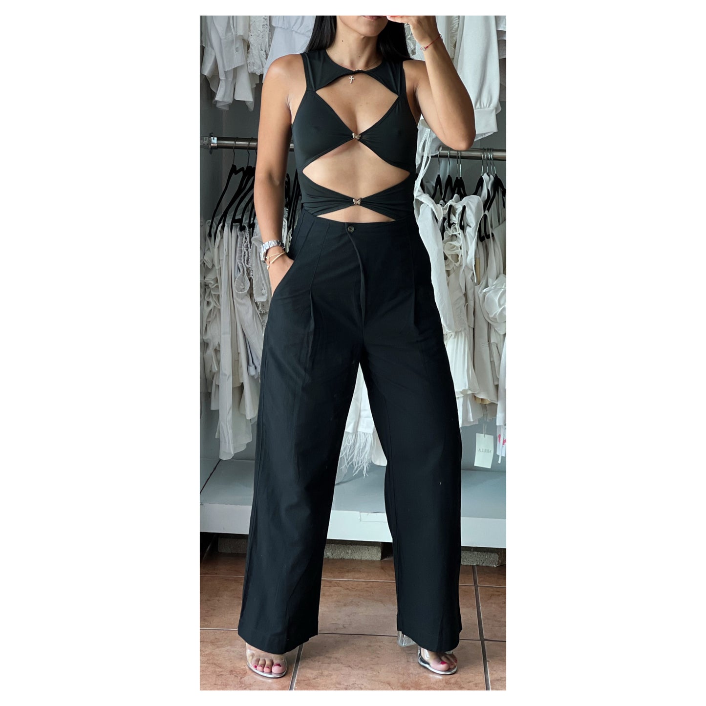 BLACK CASSIE BUTTERFLY TOP