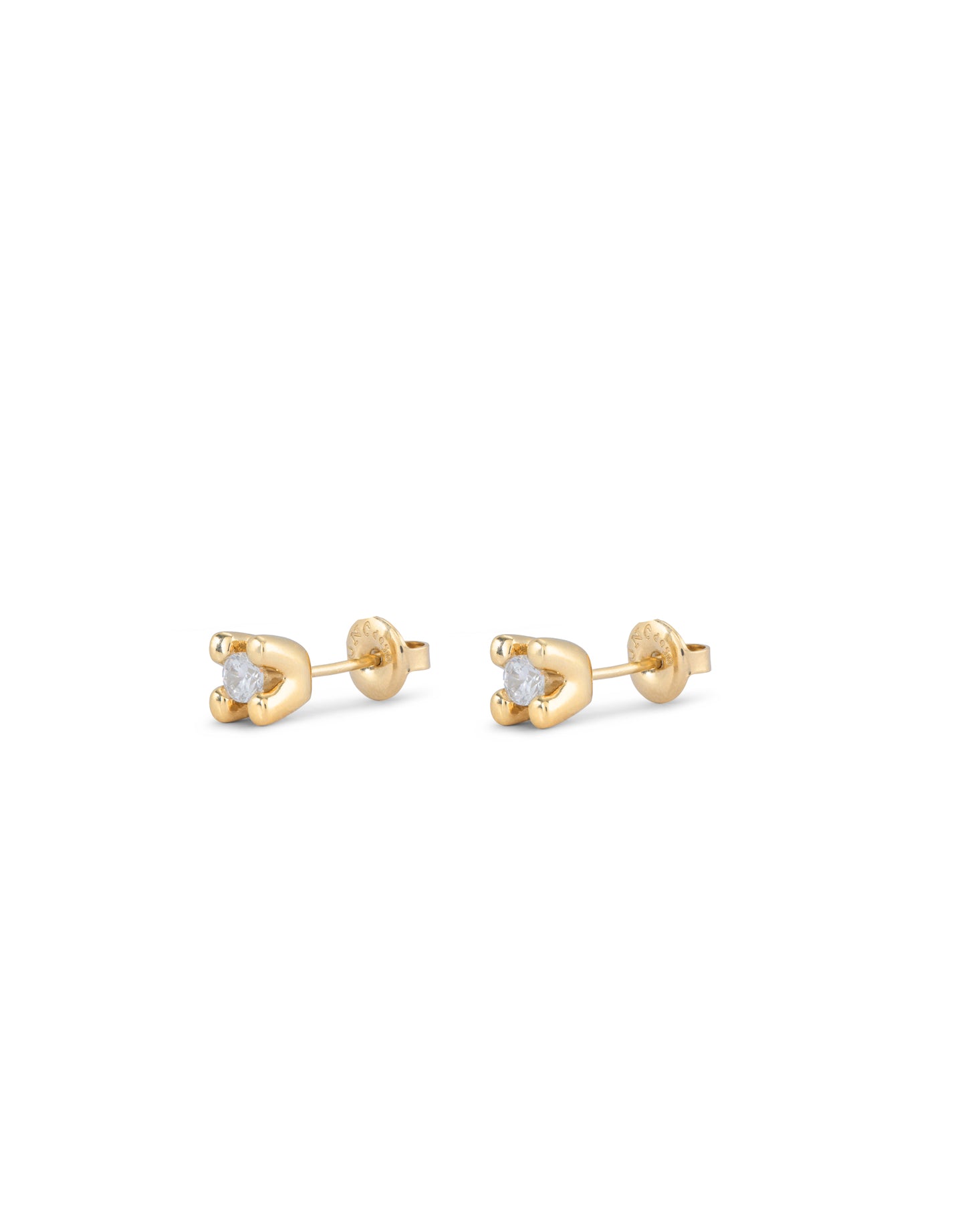 UNO DE 50 - Pendientes bañados en plata de ley oro 18k con circonita blanca