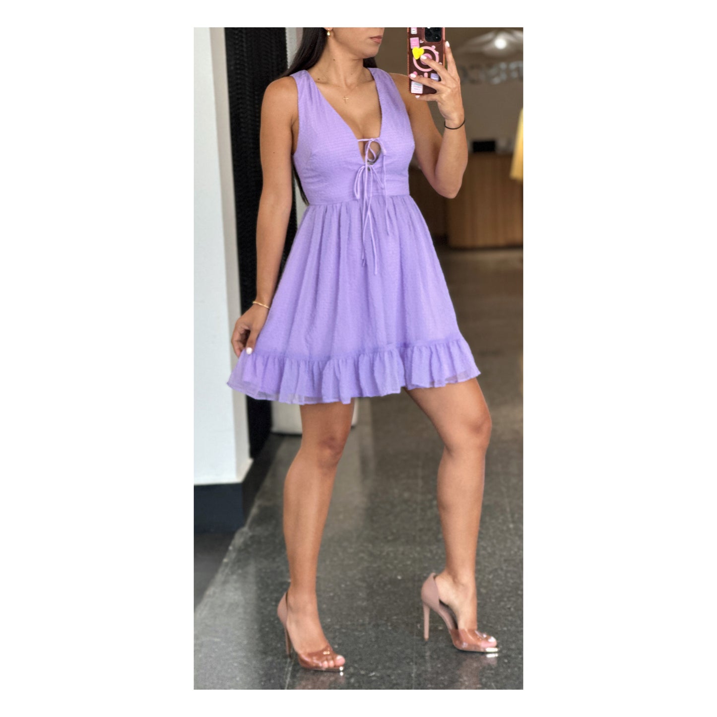 SHEER LACE UP DRESS