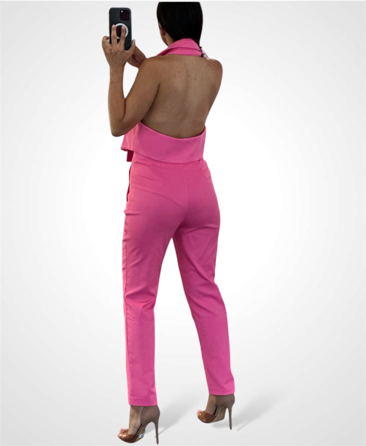 PINK COLLAR VEST OPEN BACK
