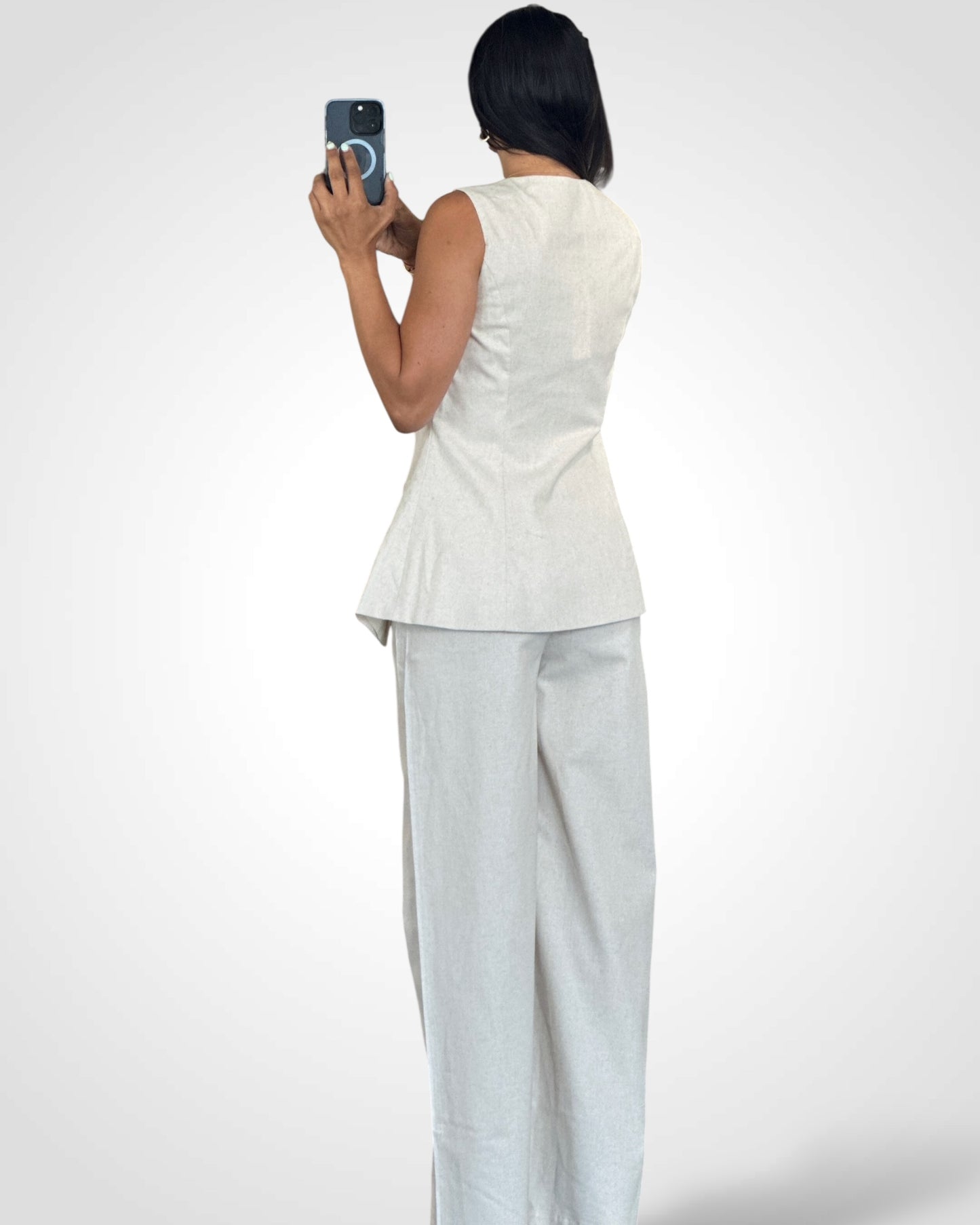 OATMEAL SQUARE NECK NEST AND LONG PANTS SET