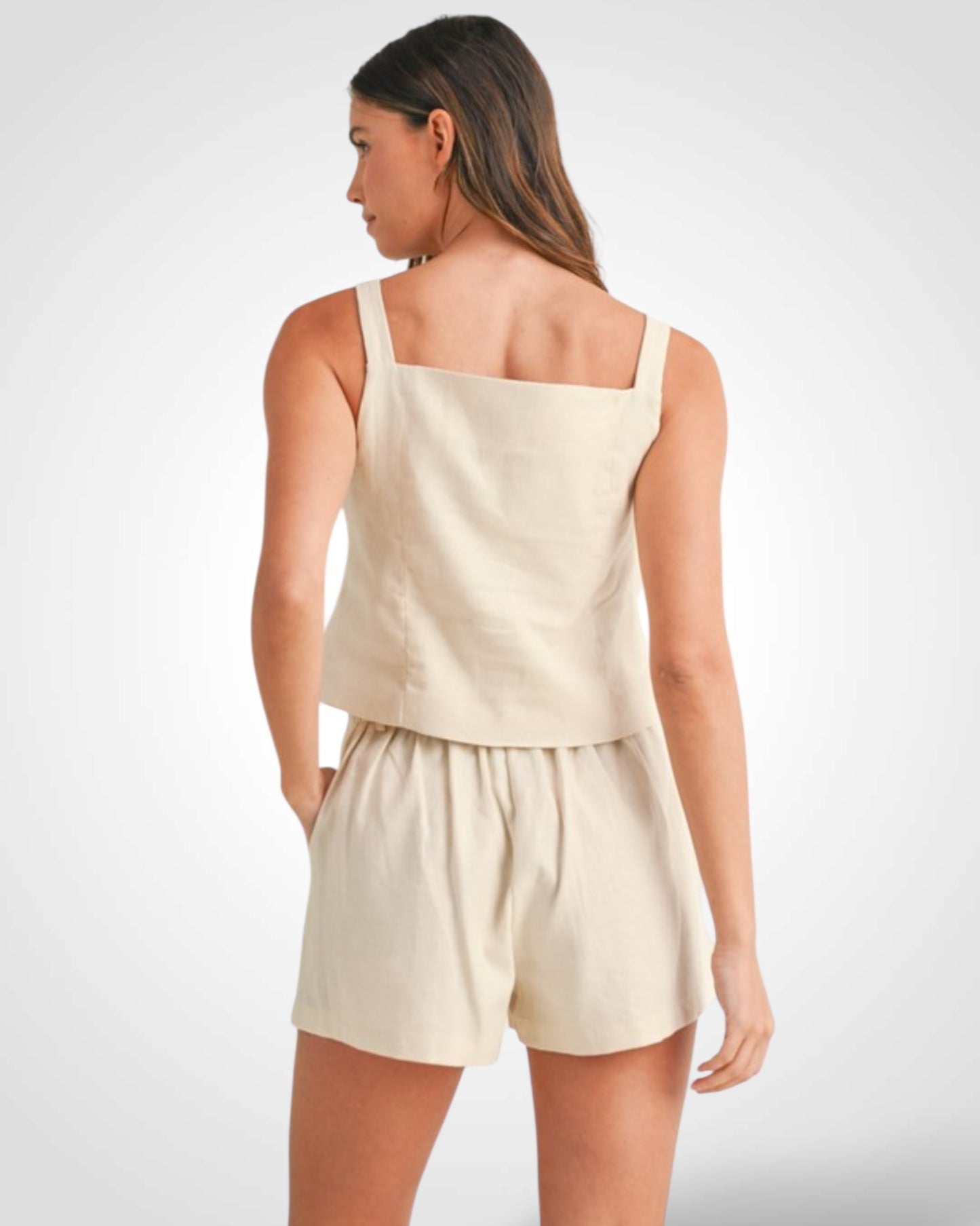 Linen Sleeveless Top And Short Set
