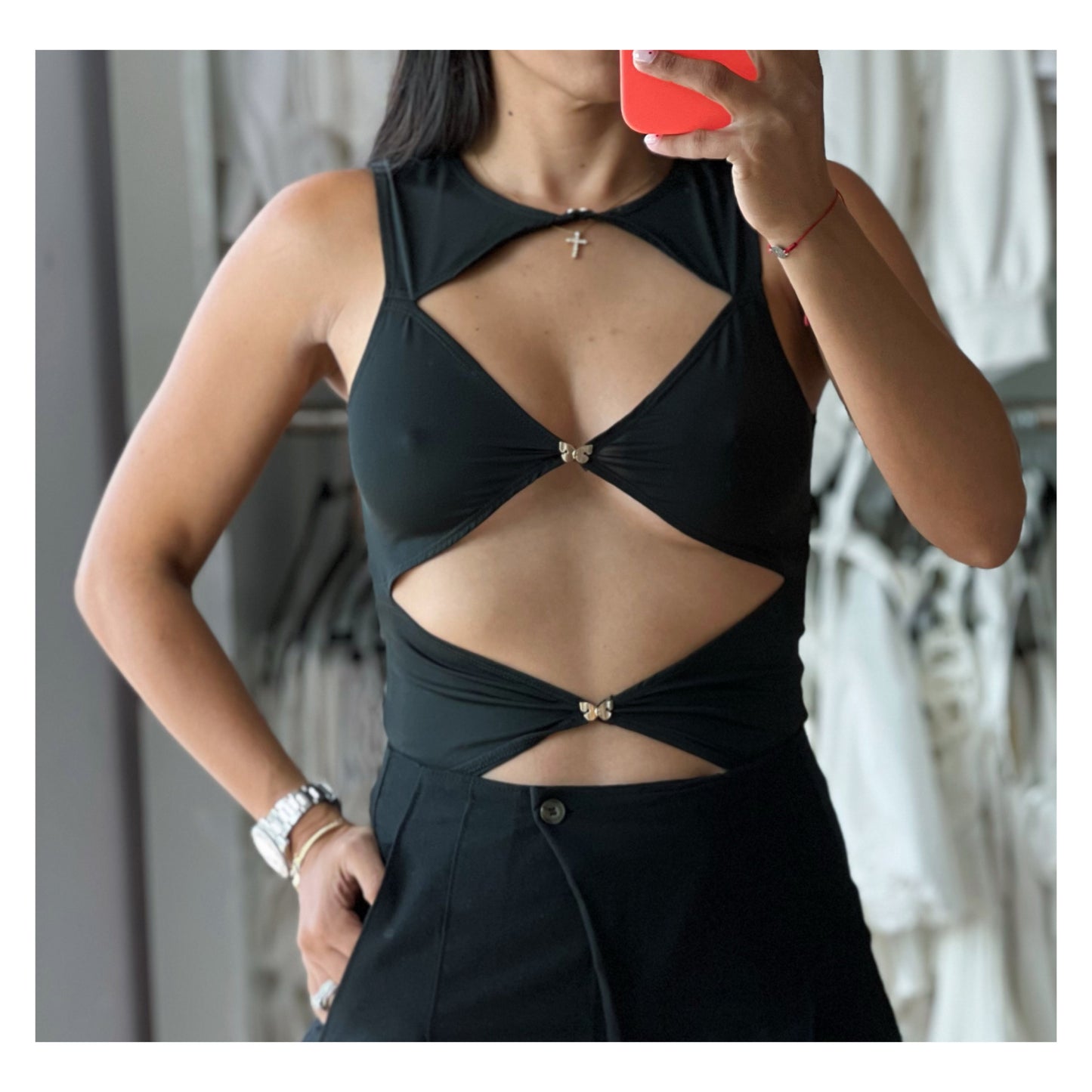 BLACK CASSIE BUTTERFLY TOP