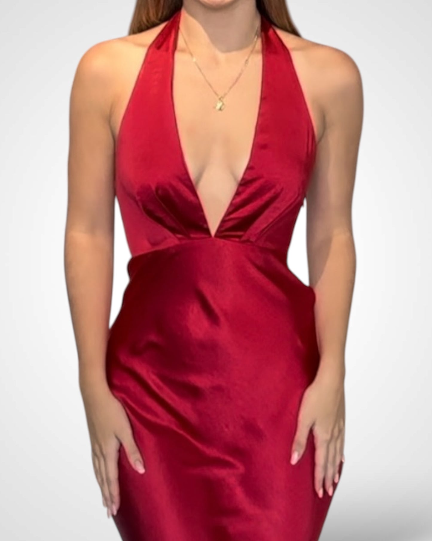 SJQ-Halterneck Satin Maxi Dress