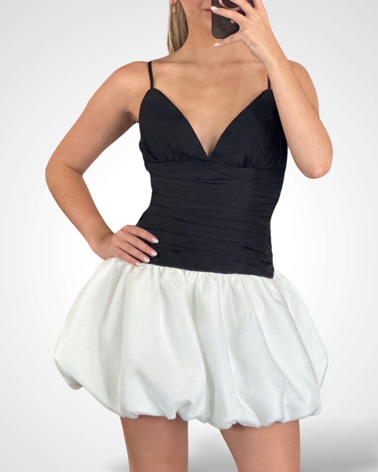 2tone Ruched Bubble Dress