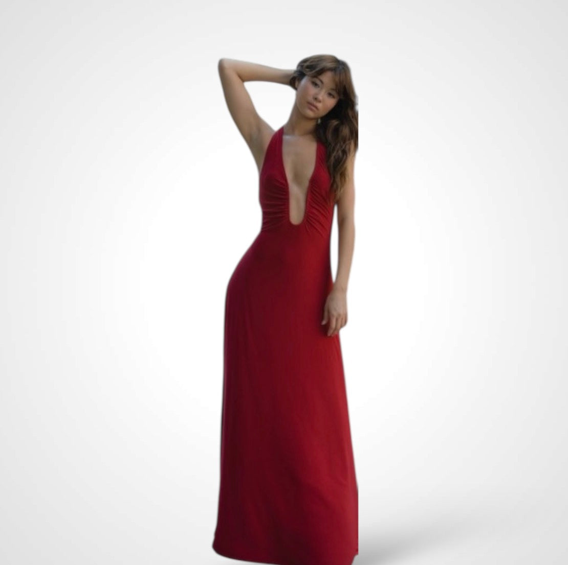 Wine Elegance Slinky Maxi Knit Dress