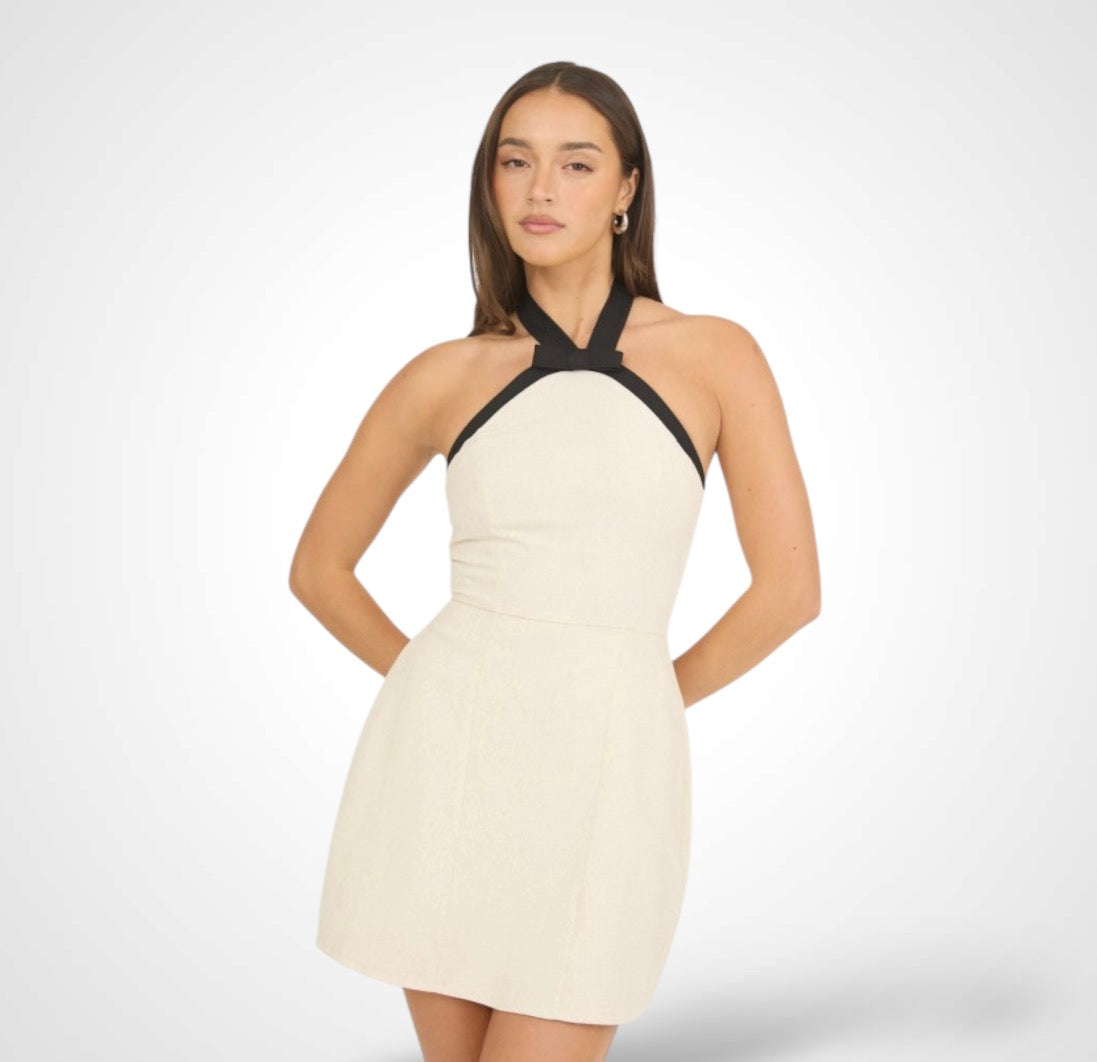 SJQ-Halter Keyhole Mini Dress