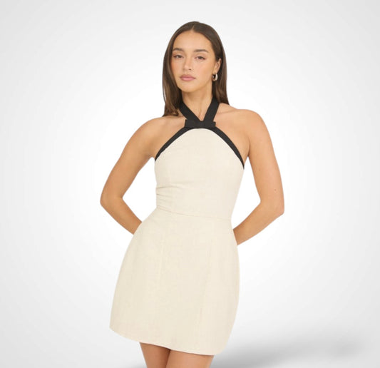 SJQ-Halter Keyhole Mini Dress