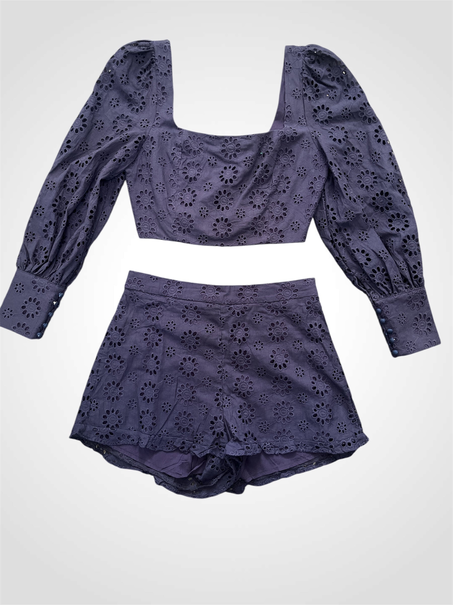 NAVY BLUE LONG SLEEVE TOP AND SHORT