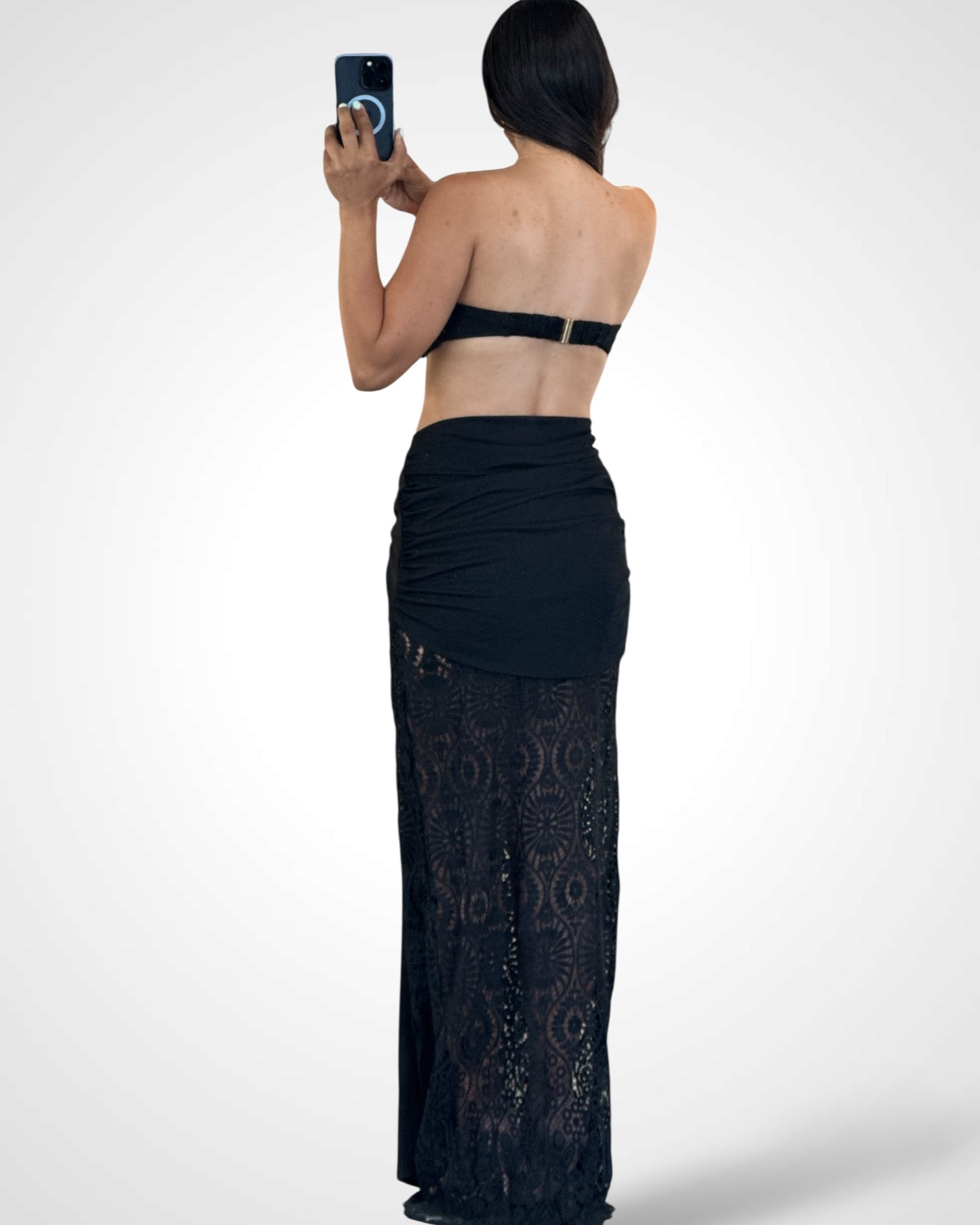 Rhinestone Top Crochet-Wrap Front Skirt