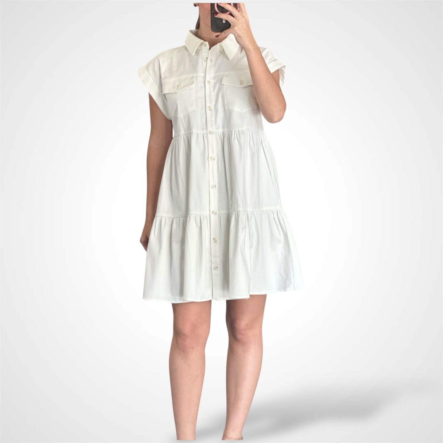 WHITE DENIM MINI DRESS