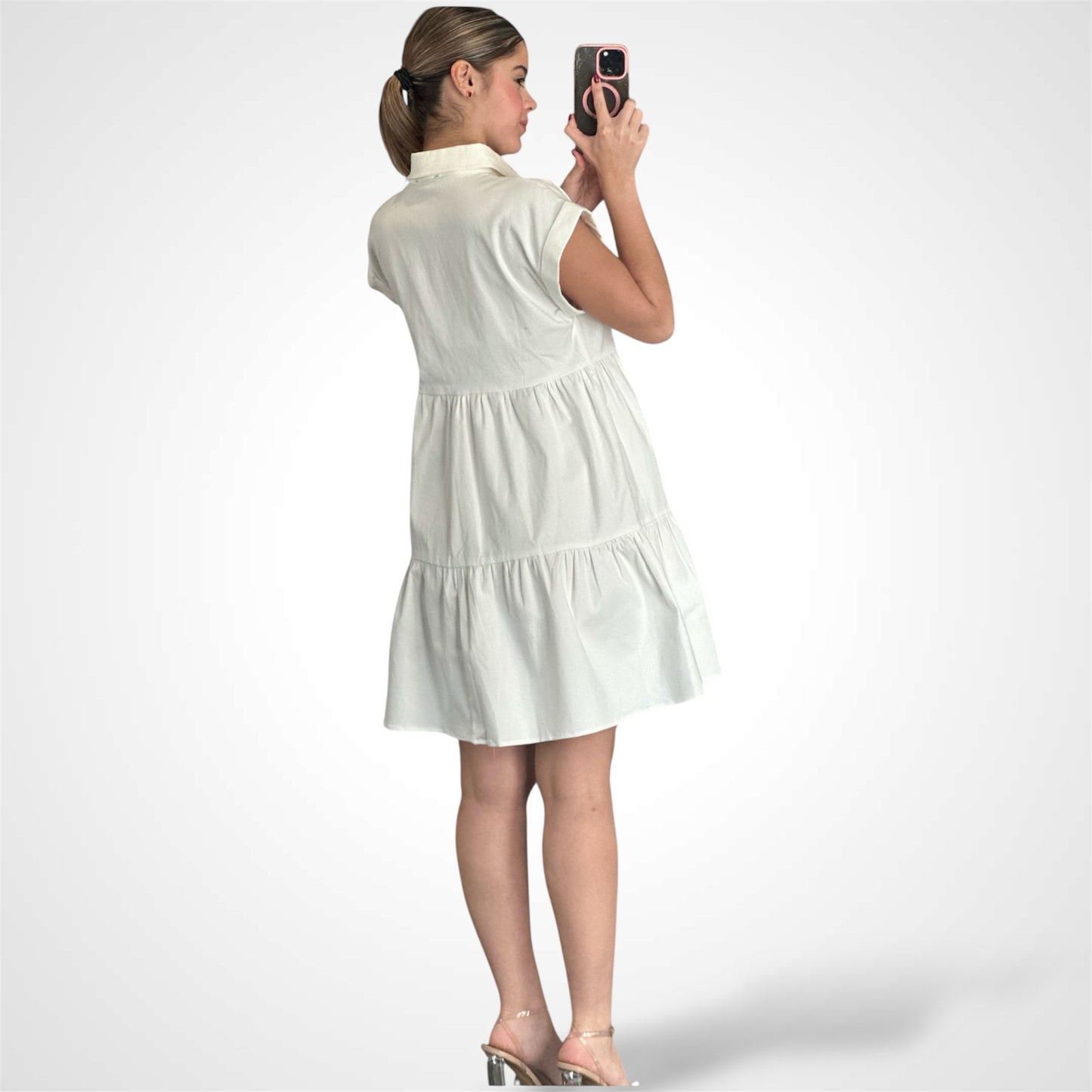 WHITE DENIM MINI DRESS