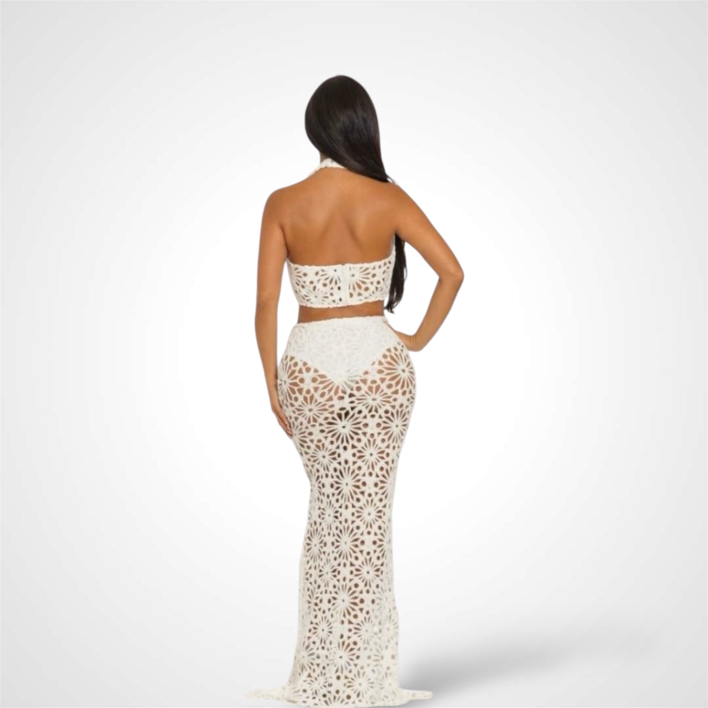IVORY CROCHET LONG SKIRT SET