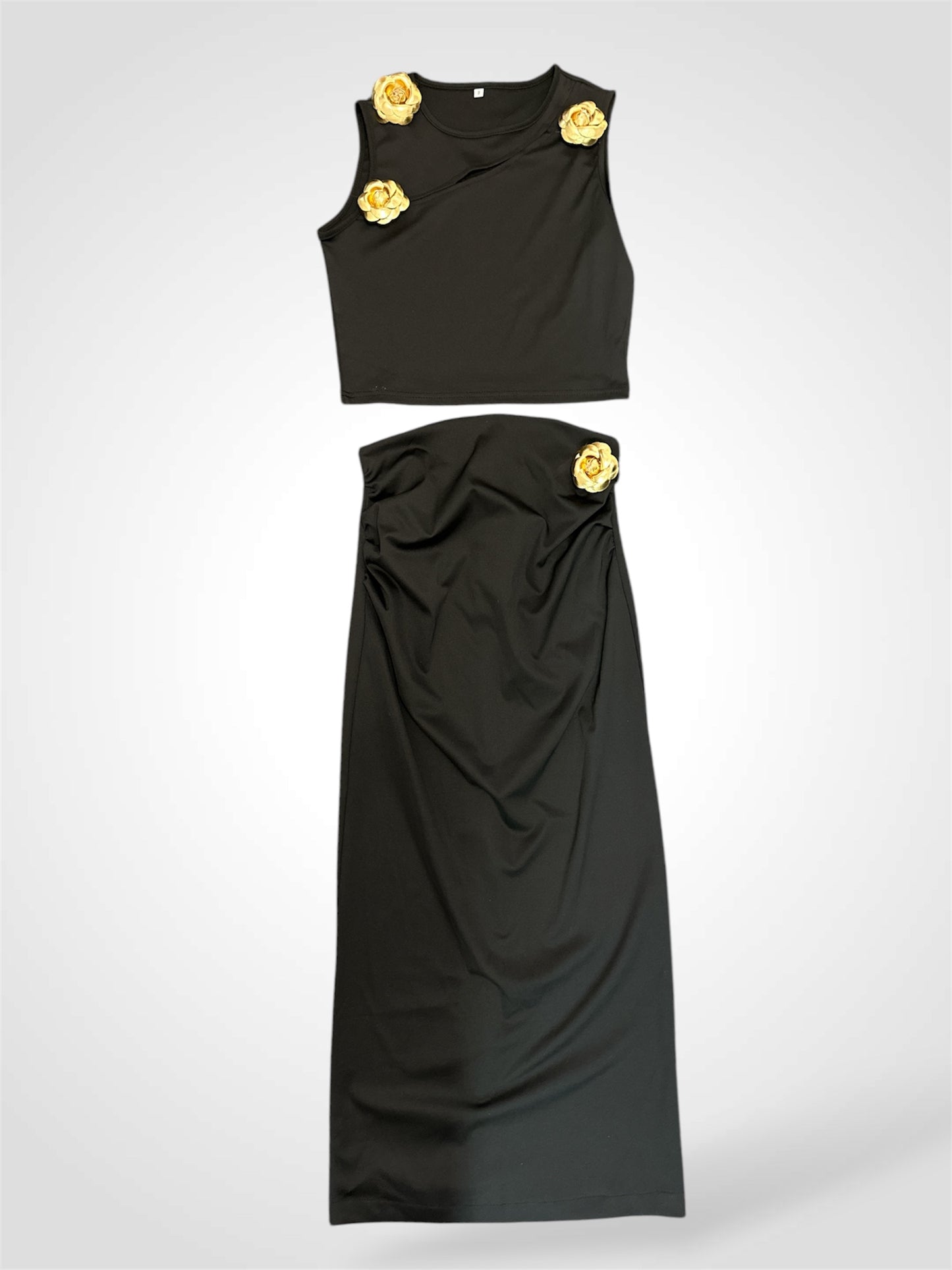 Black Set Gold Flower