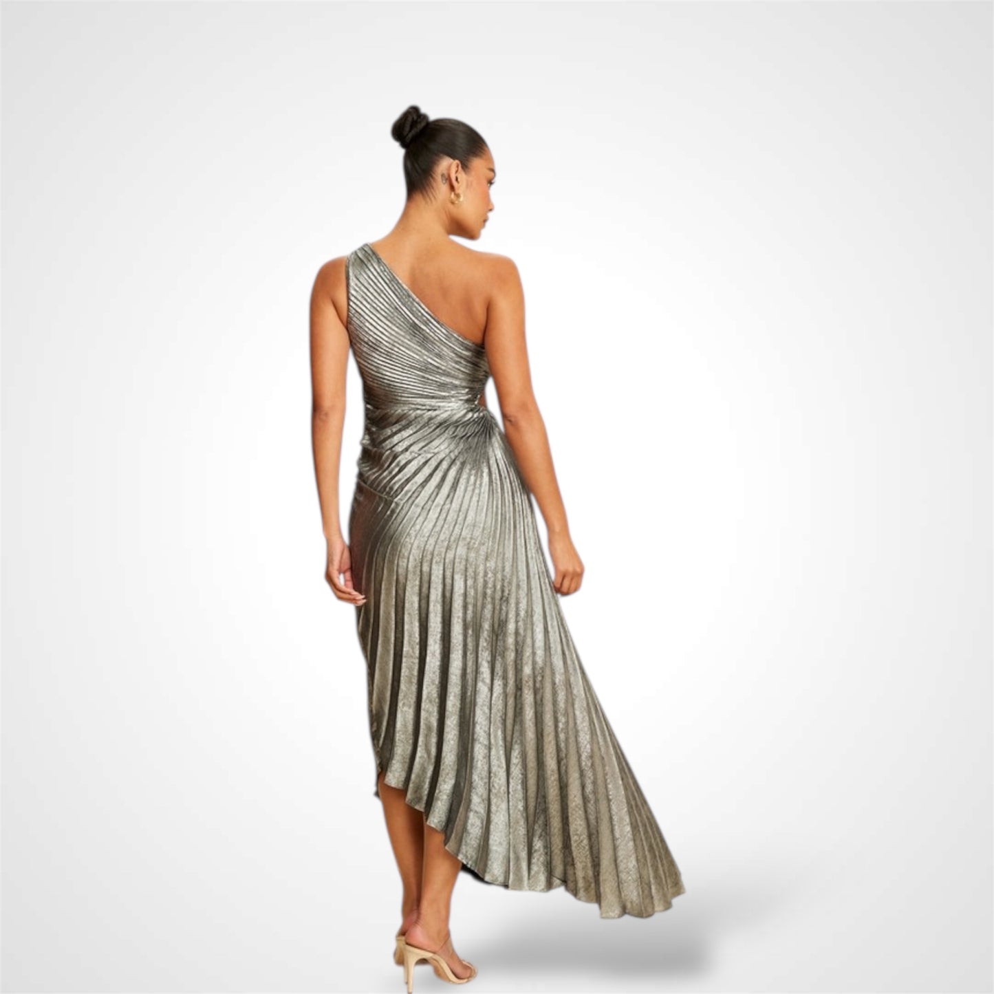 Black-Silver Metallic Pleated One S Dress