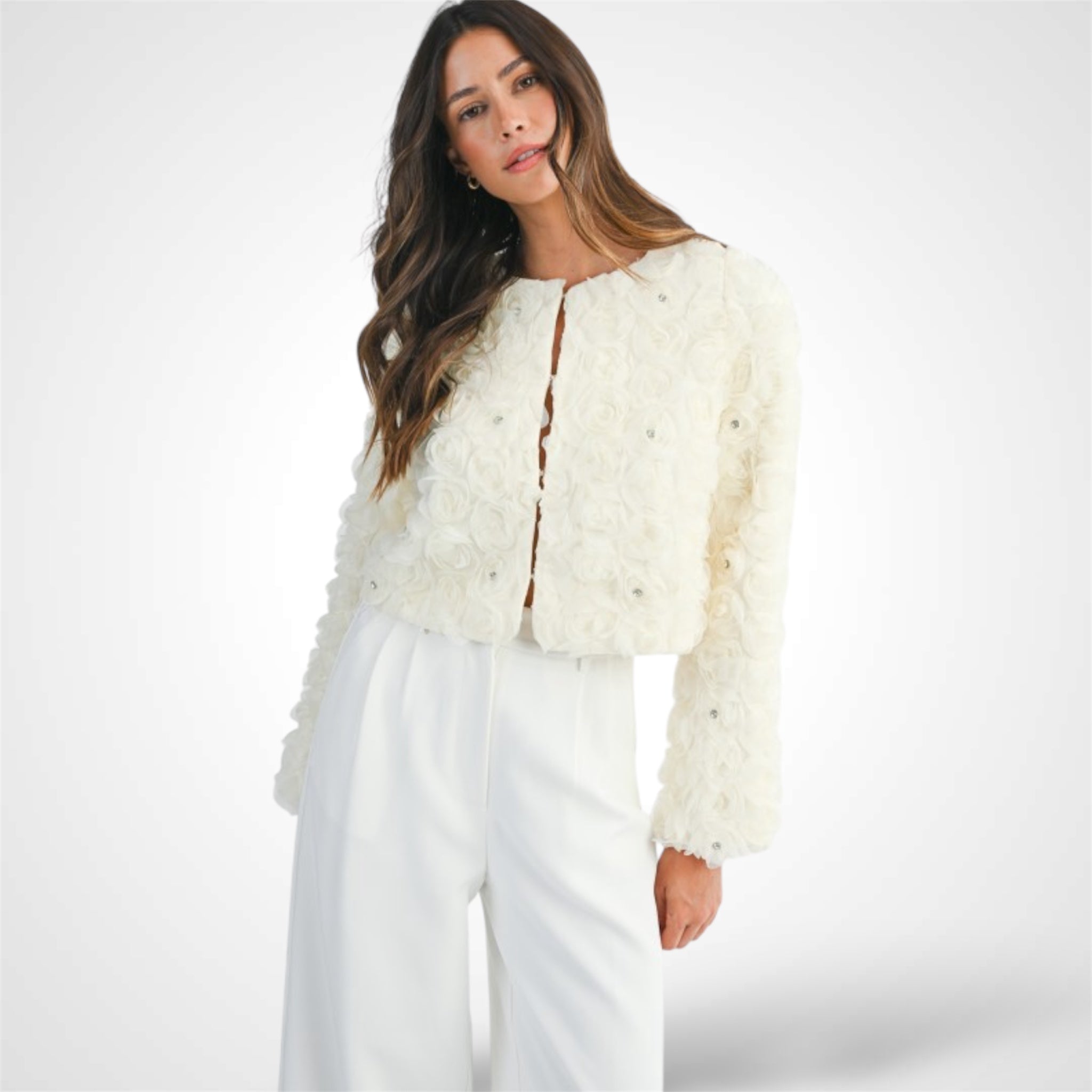 3D FLORAL WITH RHINESTONE JACKET