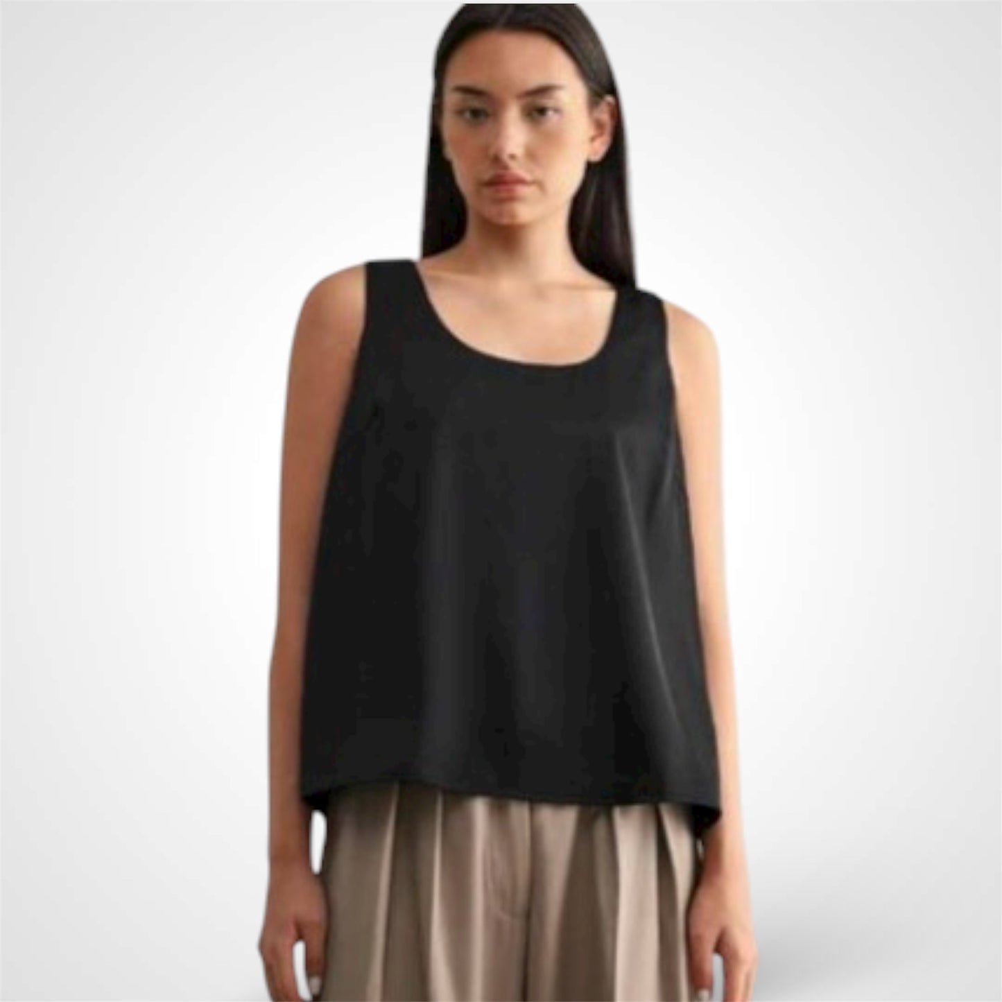 BLACK SATIN TANK TOP