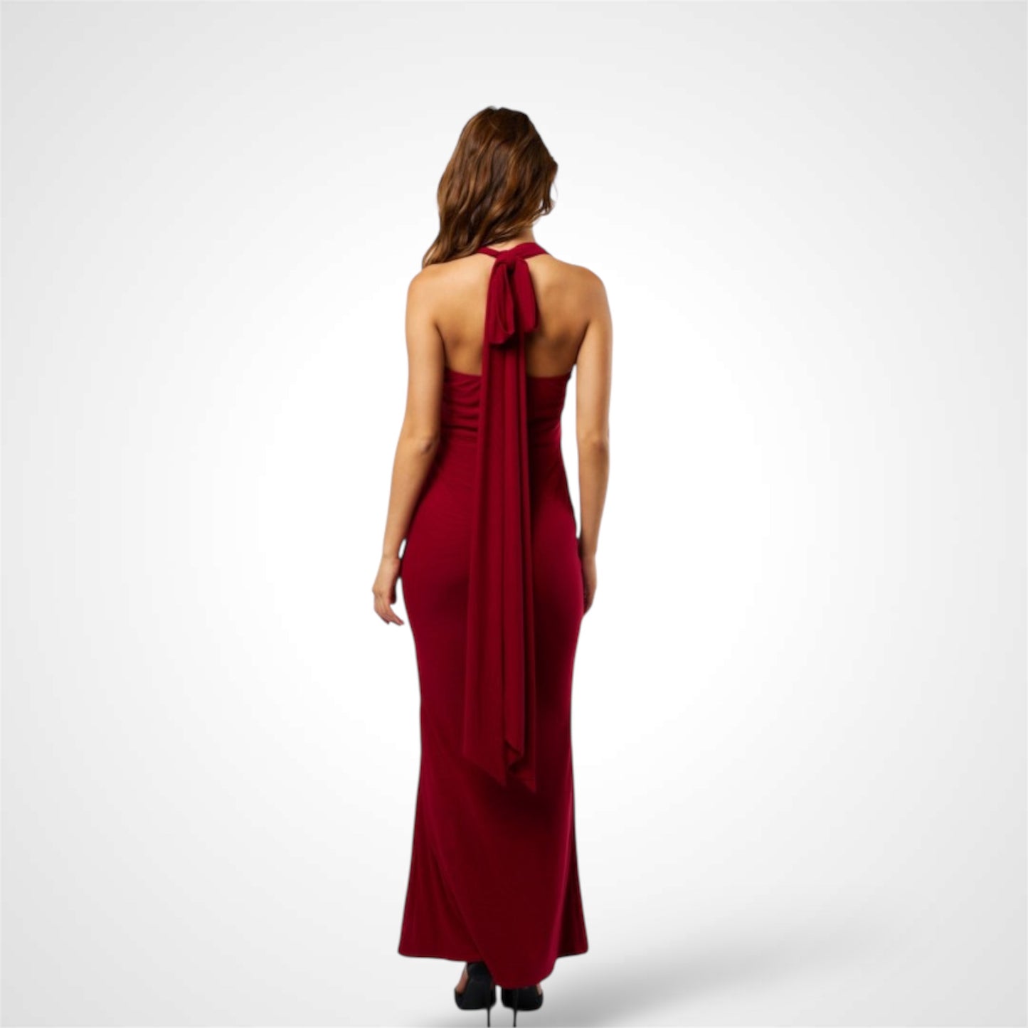 Elegant Mesh Halter Maxi Dress