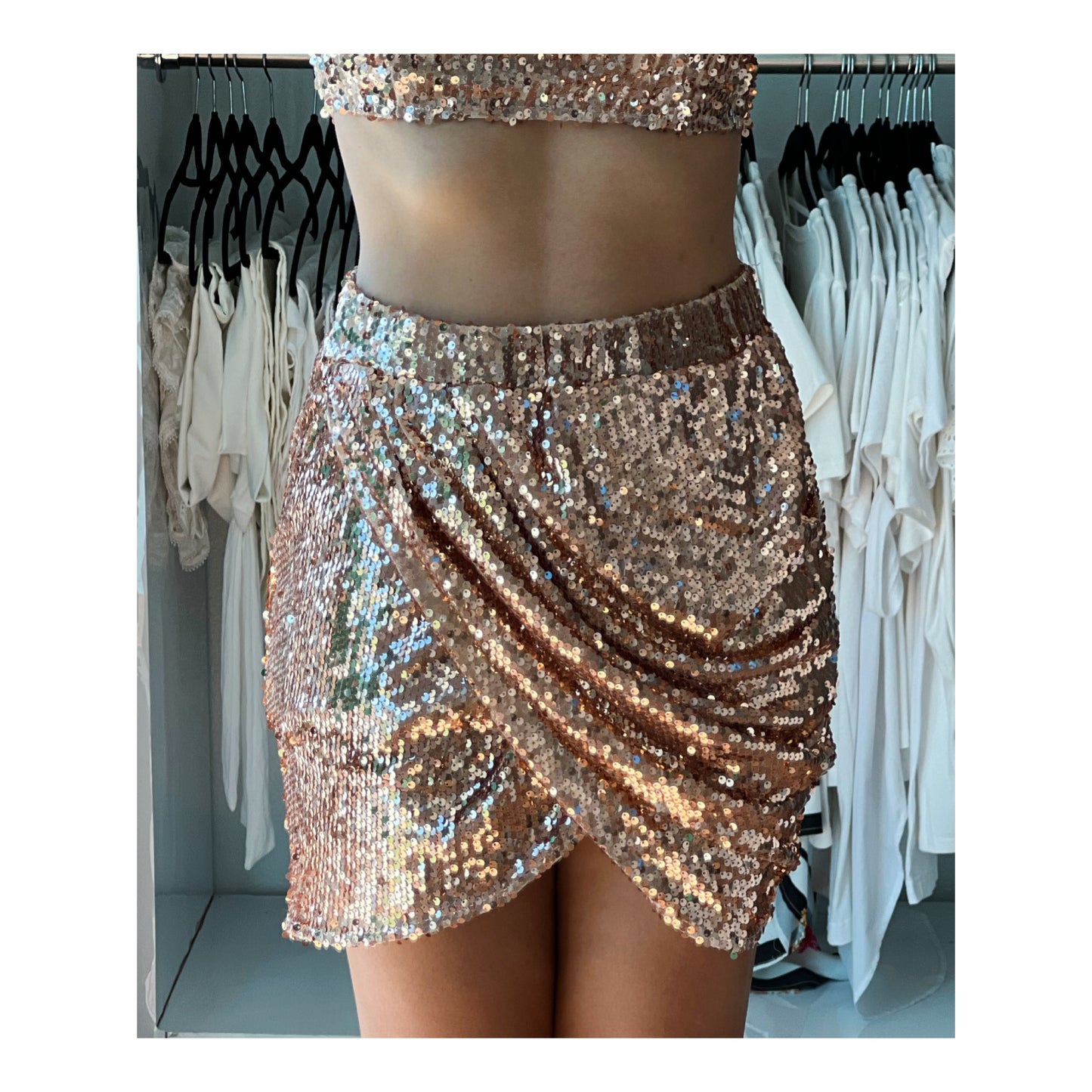 Sequin Gold Mini Skirt